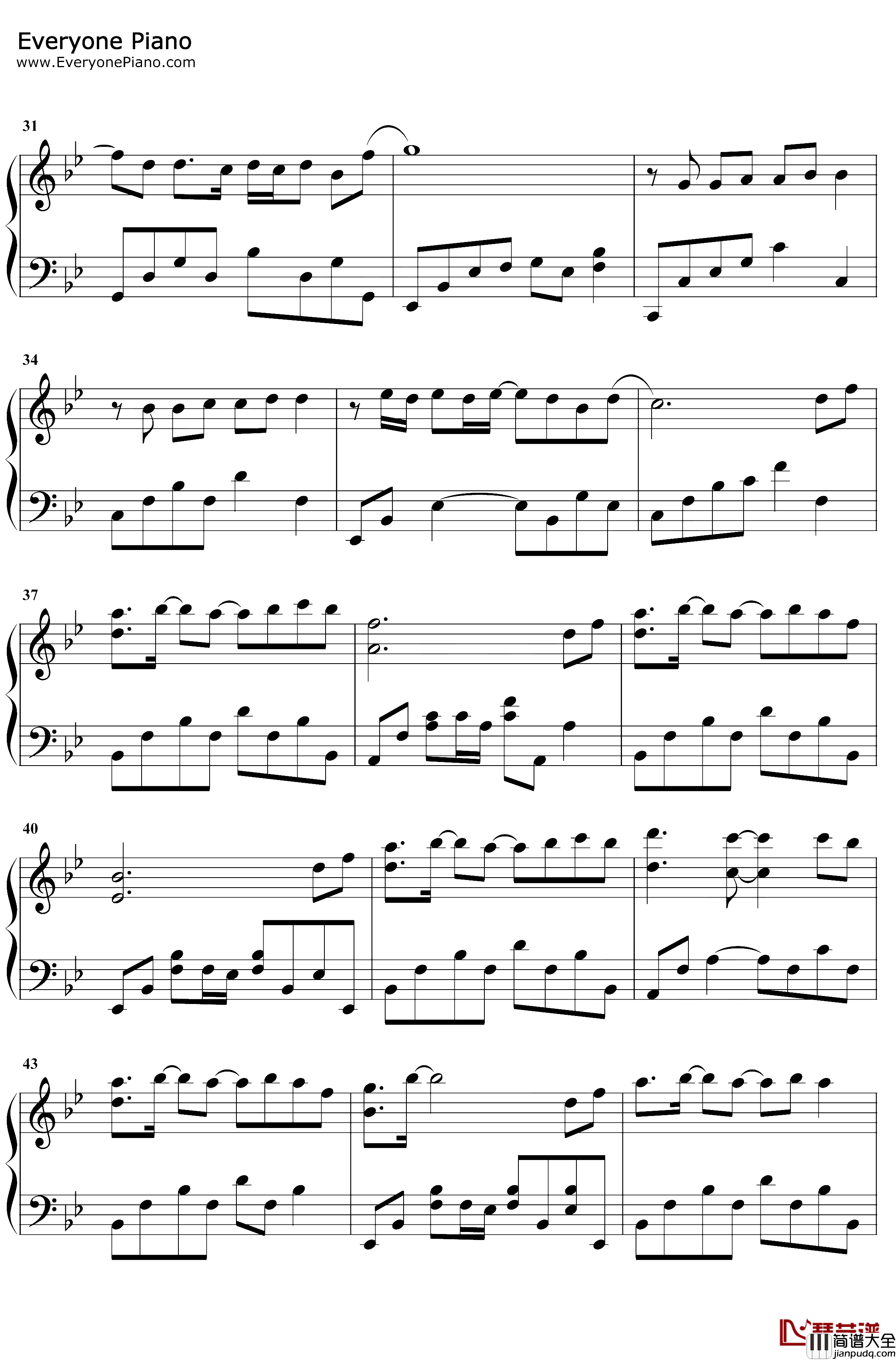 好想好想你钢琴谱_邓紫棋