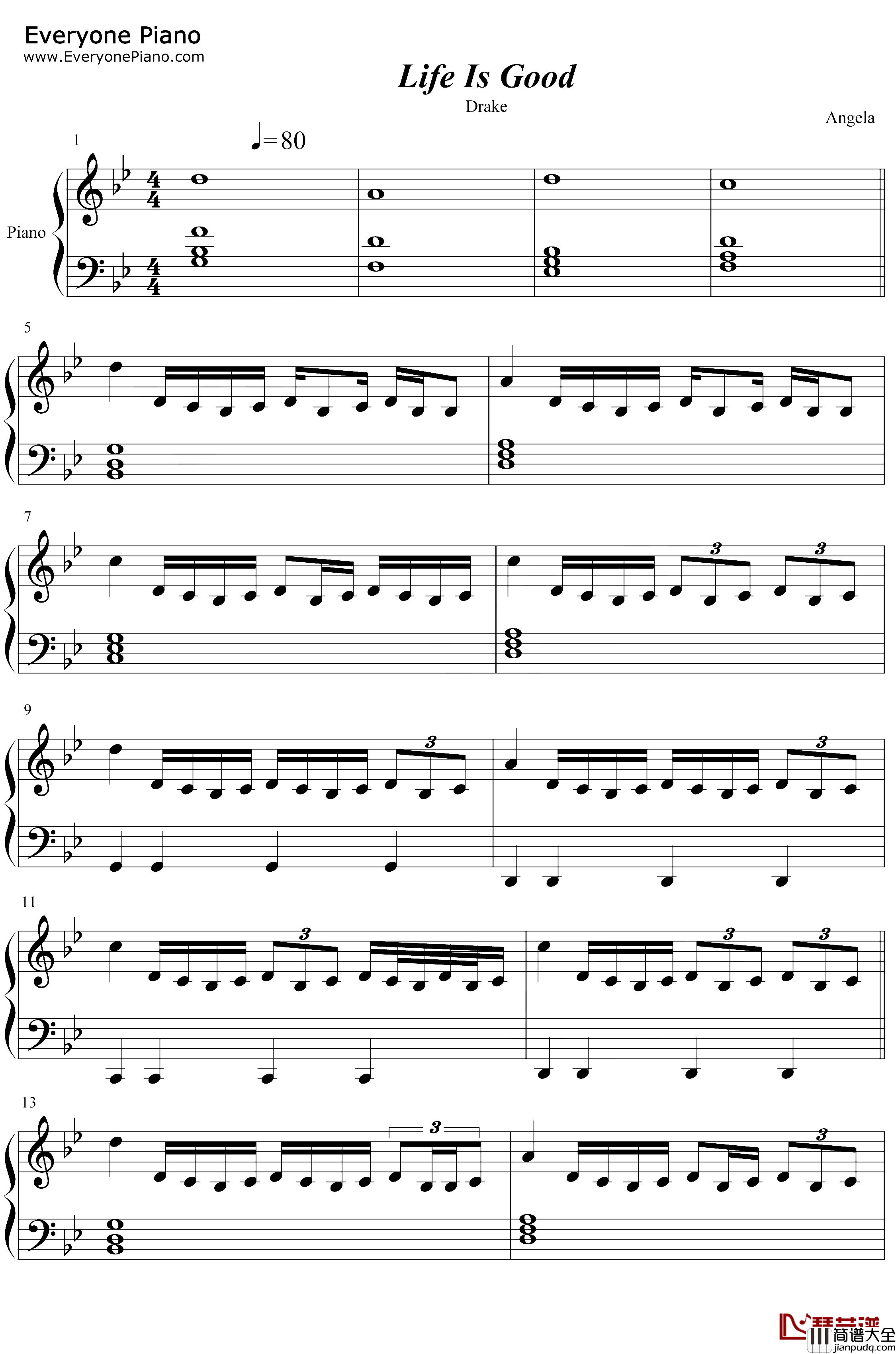 Life_Is_Good钢琴谱_Future_Drake