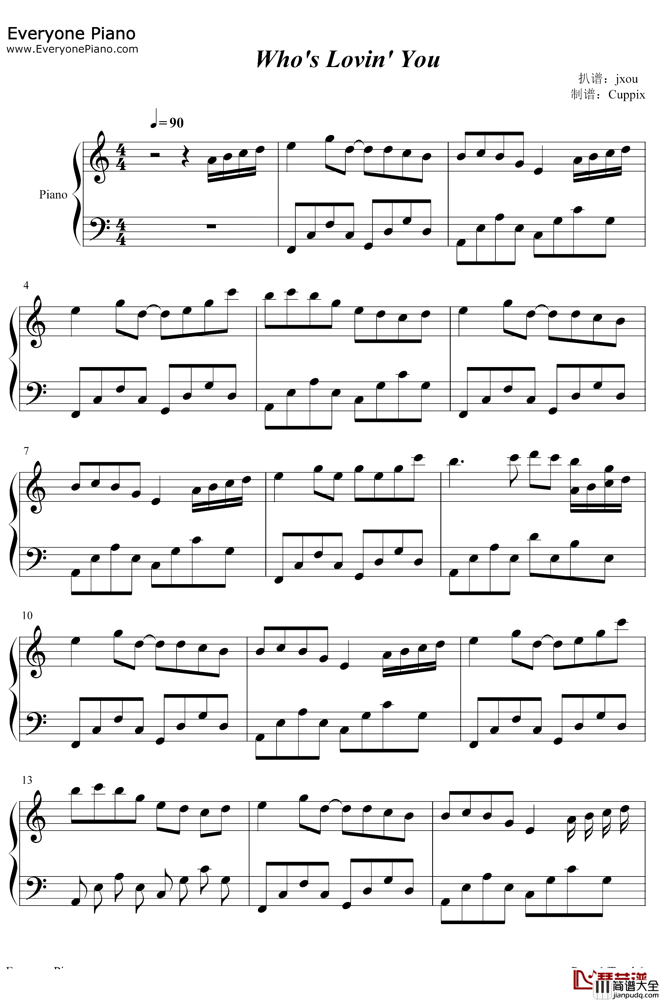 Whos_Lovin_You钢琴谱_October