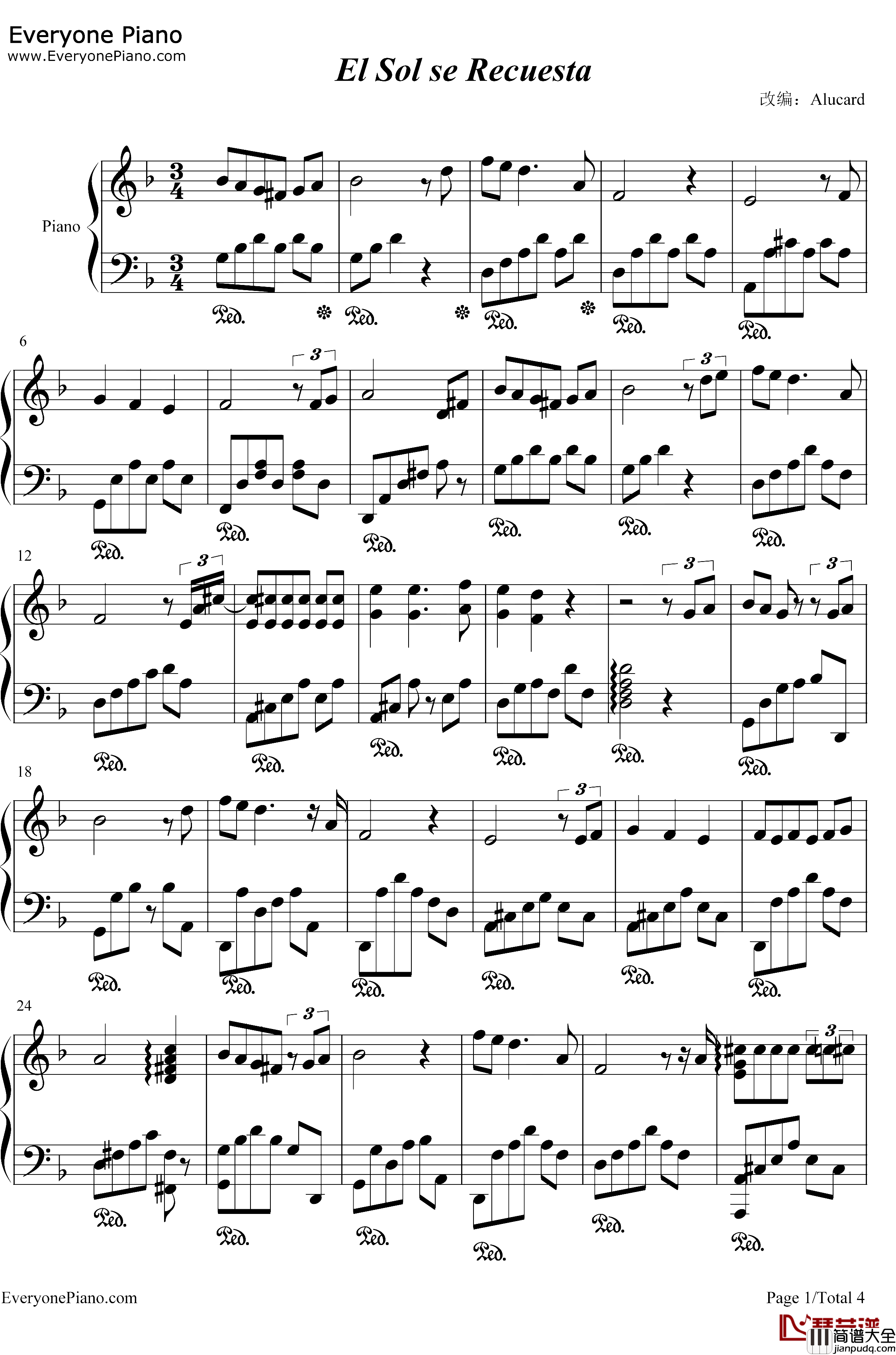 ElSolse_Recuesta钢琴谱_Edison_黑礁OST