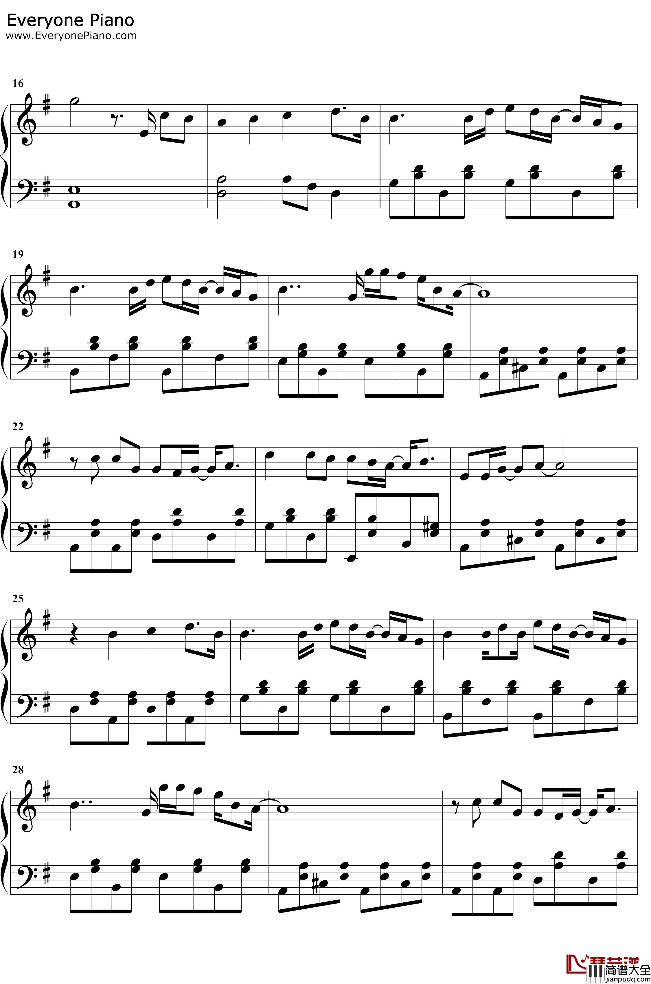 一天钢琴谱_黄宣_想见你插曲