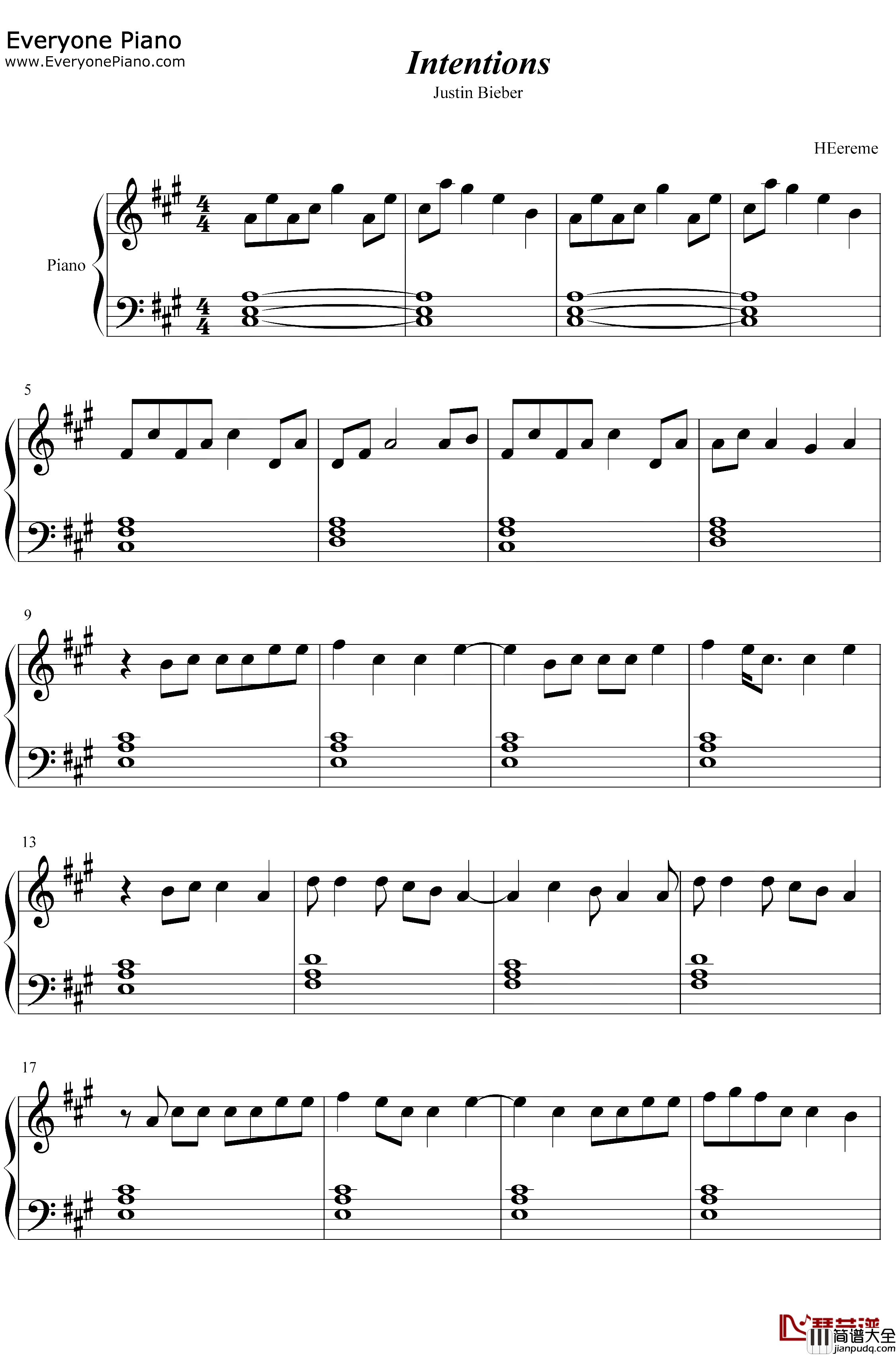 Intentions钢琴谱_Justin_Bieber_Quavo