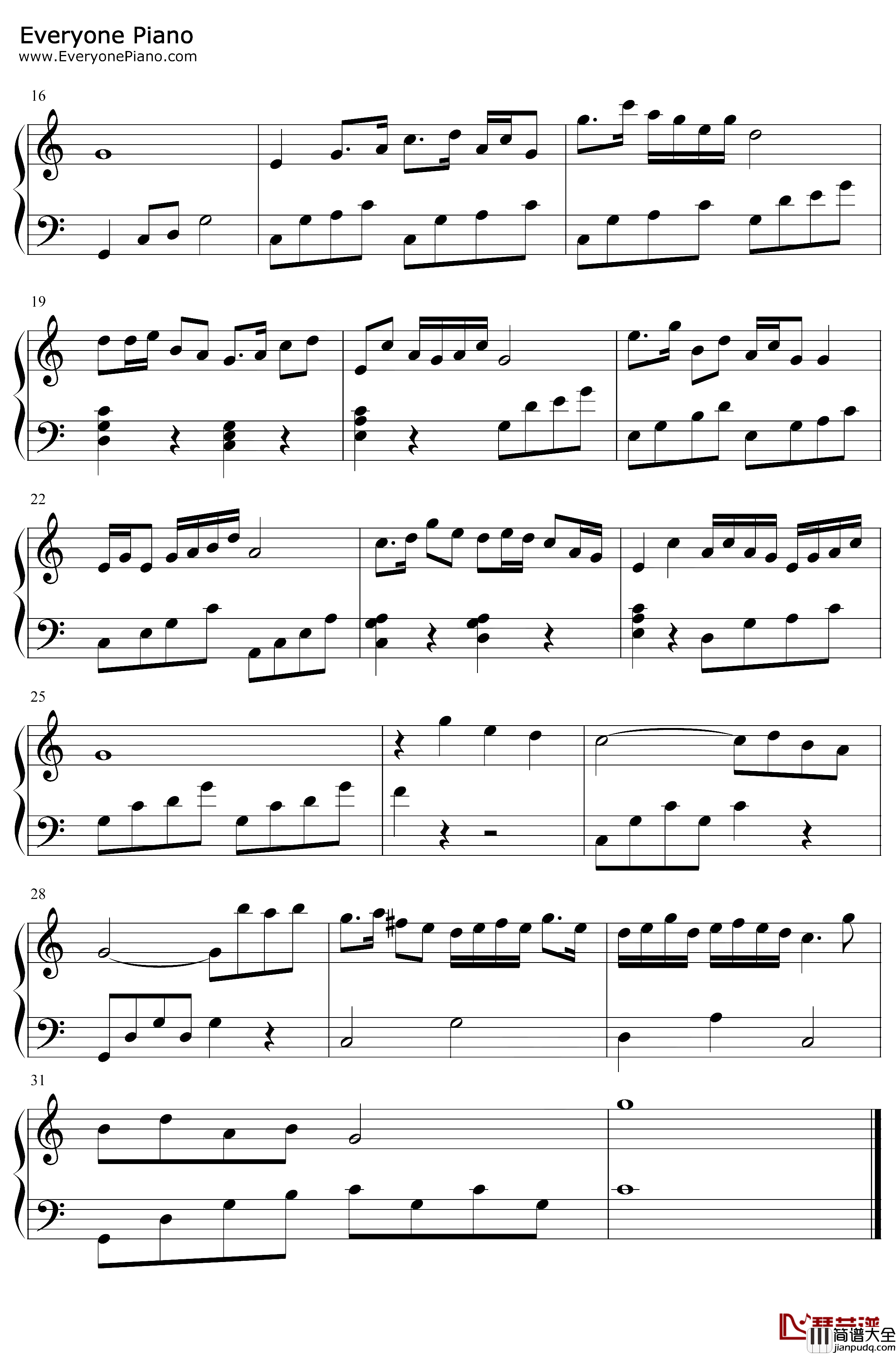 梁祝钢琴谱_何占豪陈钢_简单版