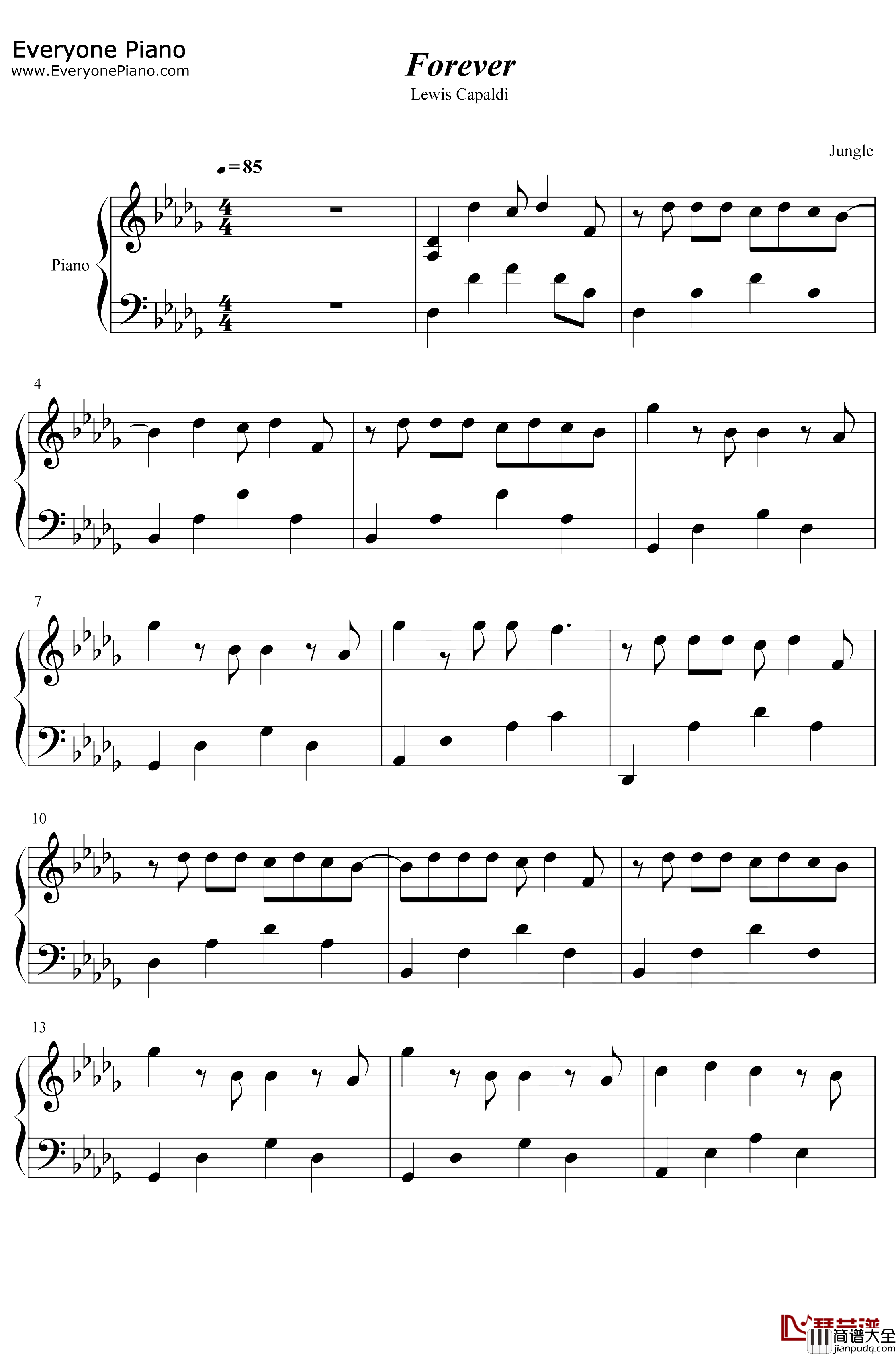 Forever钢琴谱_Lewis_Capaldi