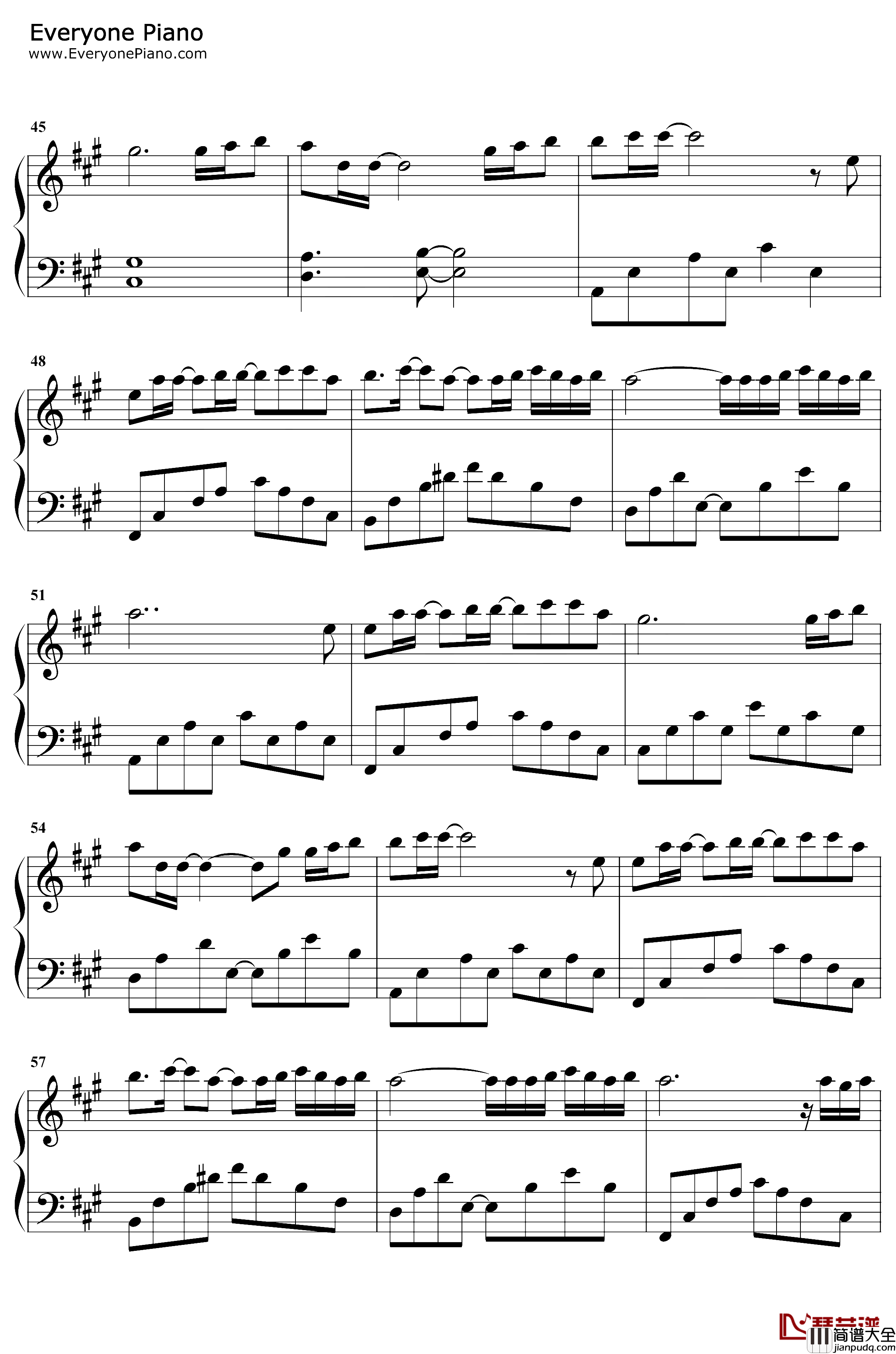 突然之间钢琴谱_邓紫棋