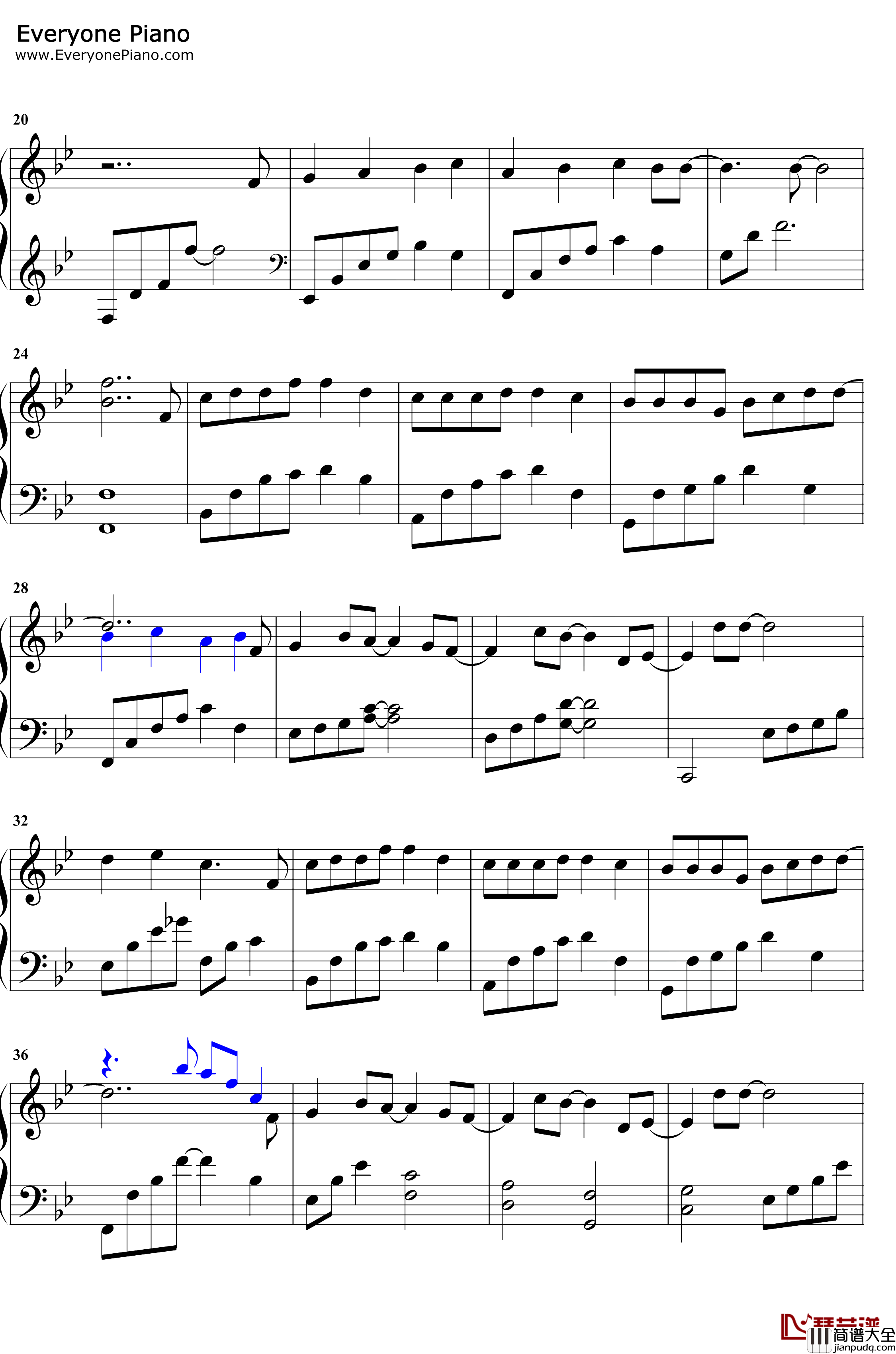 一样美丽钢琴谱_周兴哲