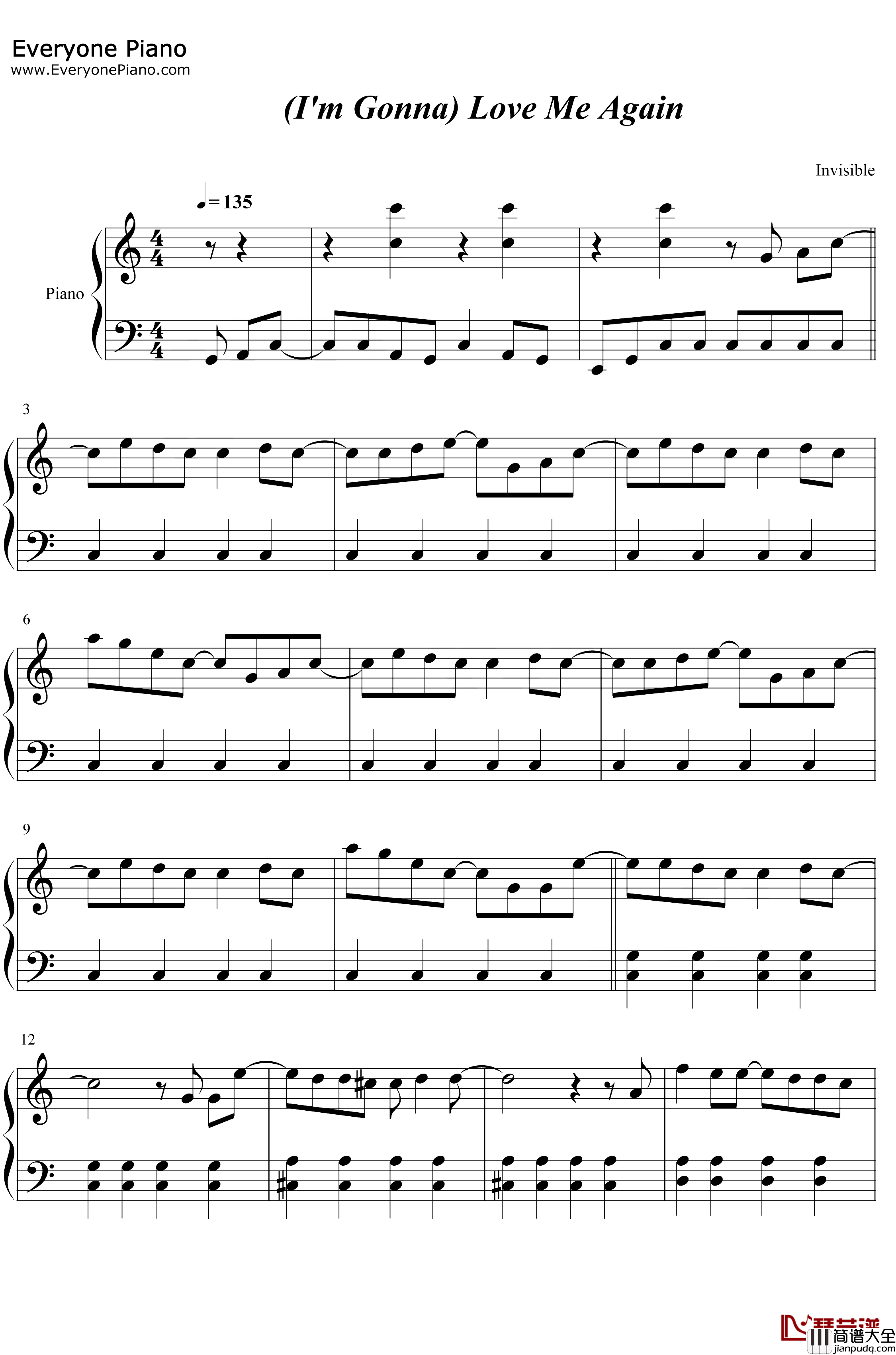 Im_Gonna_Love_Me_Again钢琴谱_Elton_John_Taron_Egerton_火箭人OST