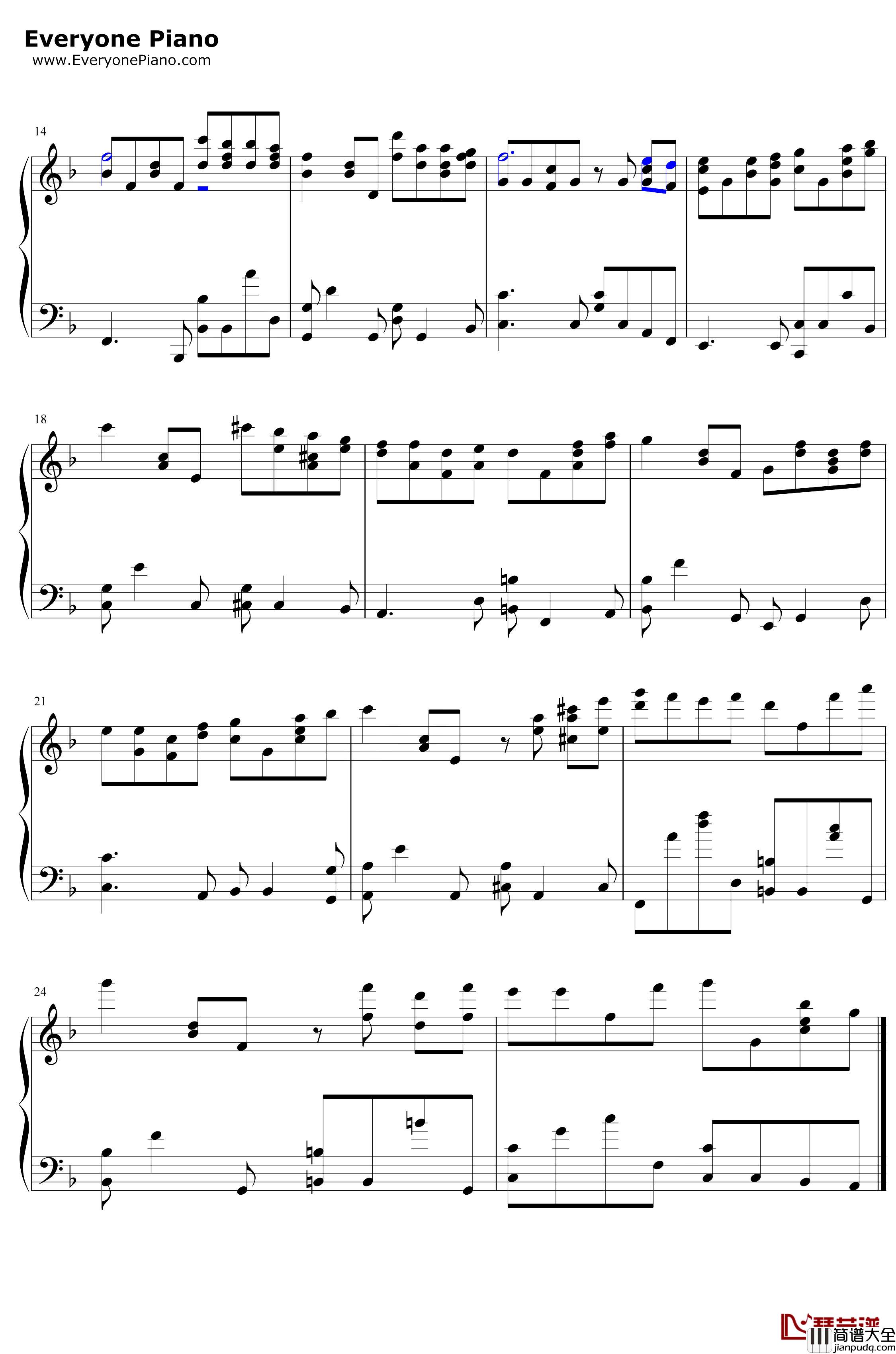 未白镇钢琴谱_增田顺一_ミシロタウン_口袋妖怪ORAS宝石复刻BGM