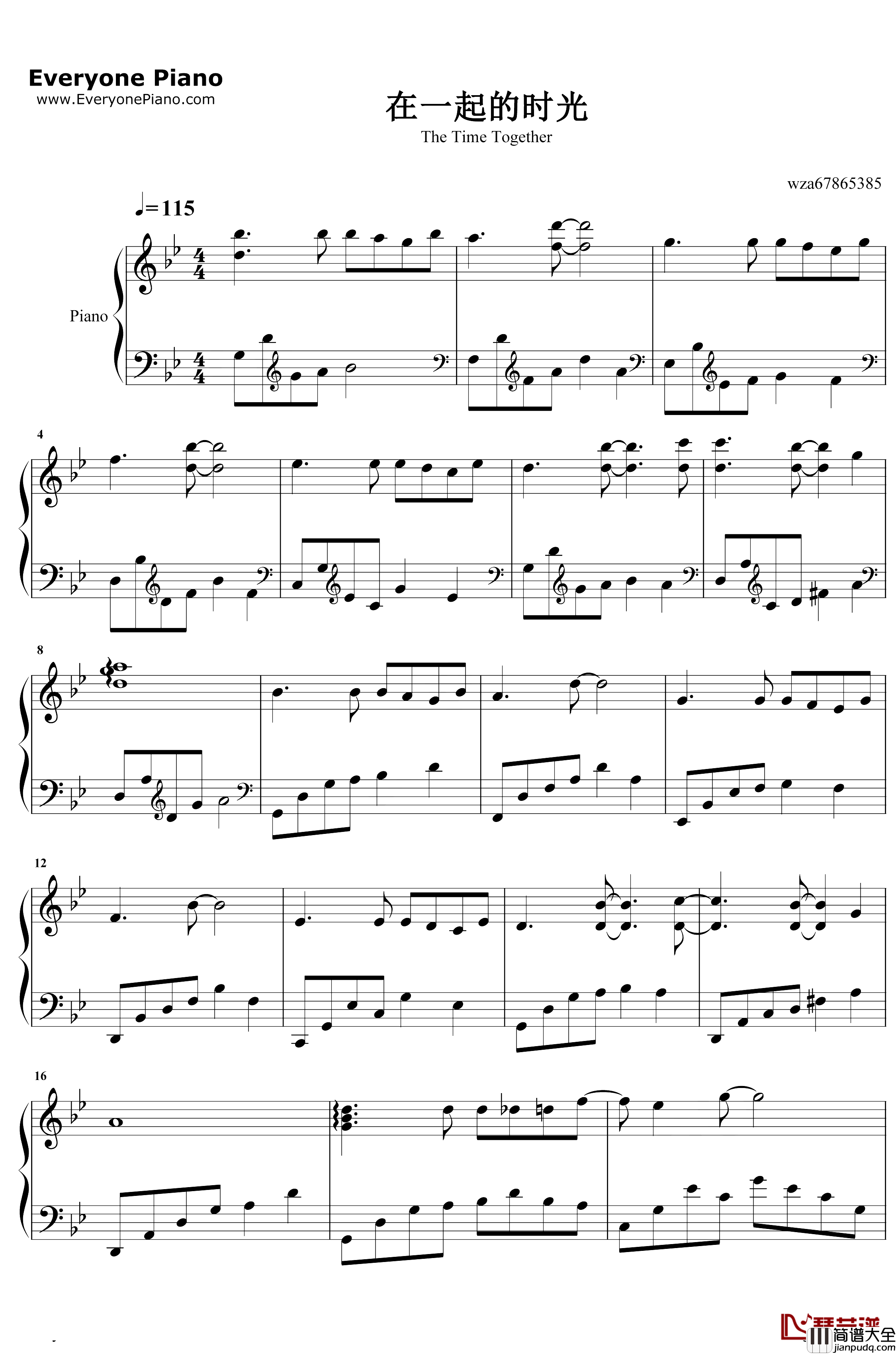 在一起的时光钢琴谱_赵海洋_赵海洋
