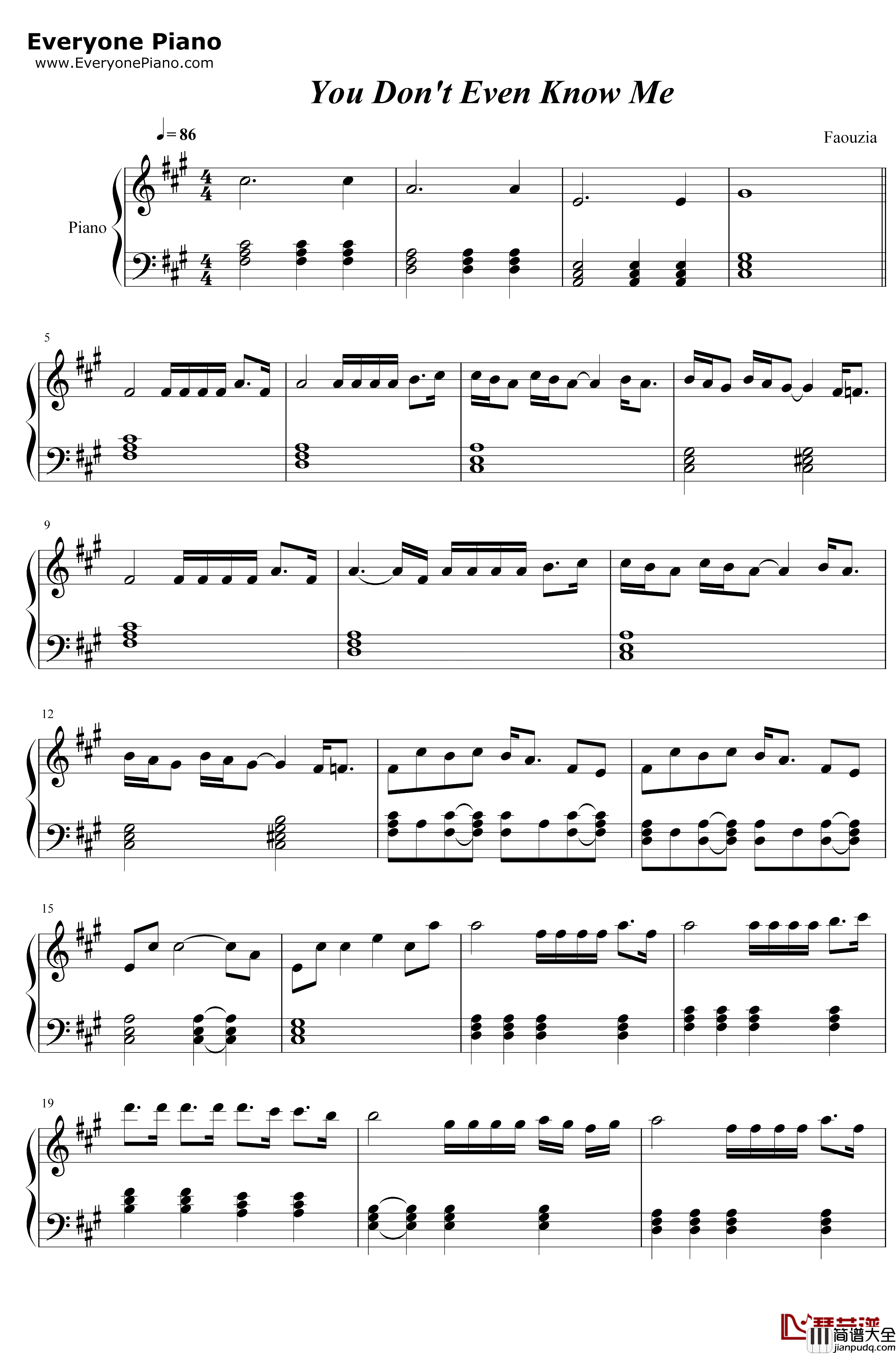 You_Dont_Even_Know_Me钢琴谱_Faouzia