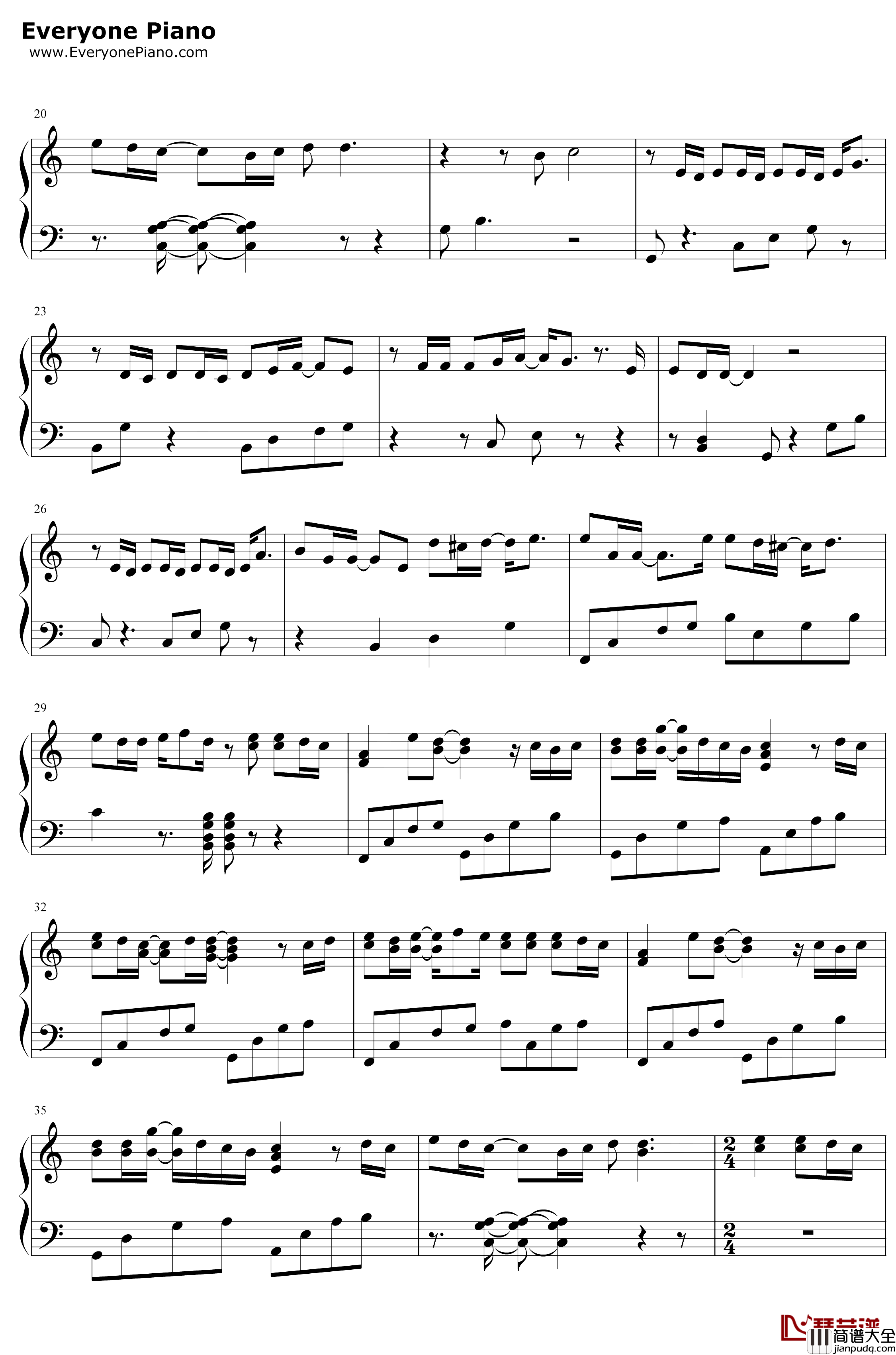 分我一半的眼泪钢琴谱_付辛博_寻找前世之旅主题曲