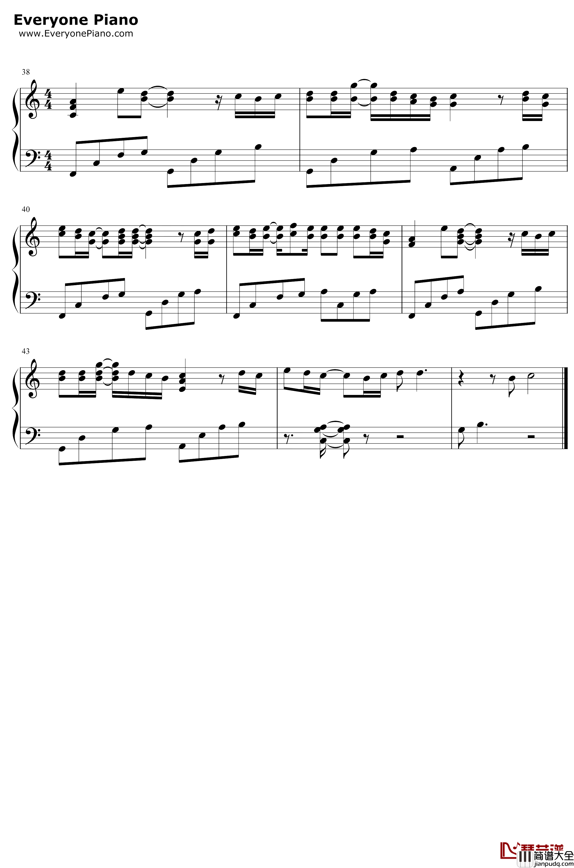 分我一半的眼泪钢琴谱_付辛博_寻找前世之旅主题曲