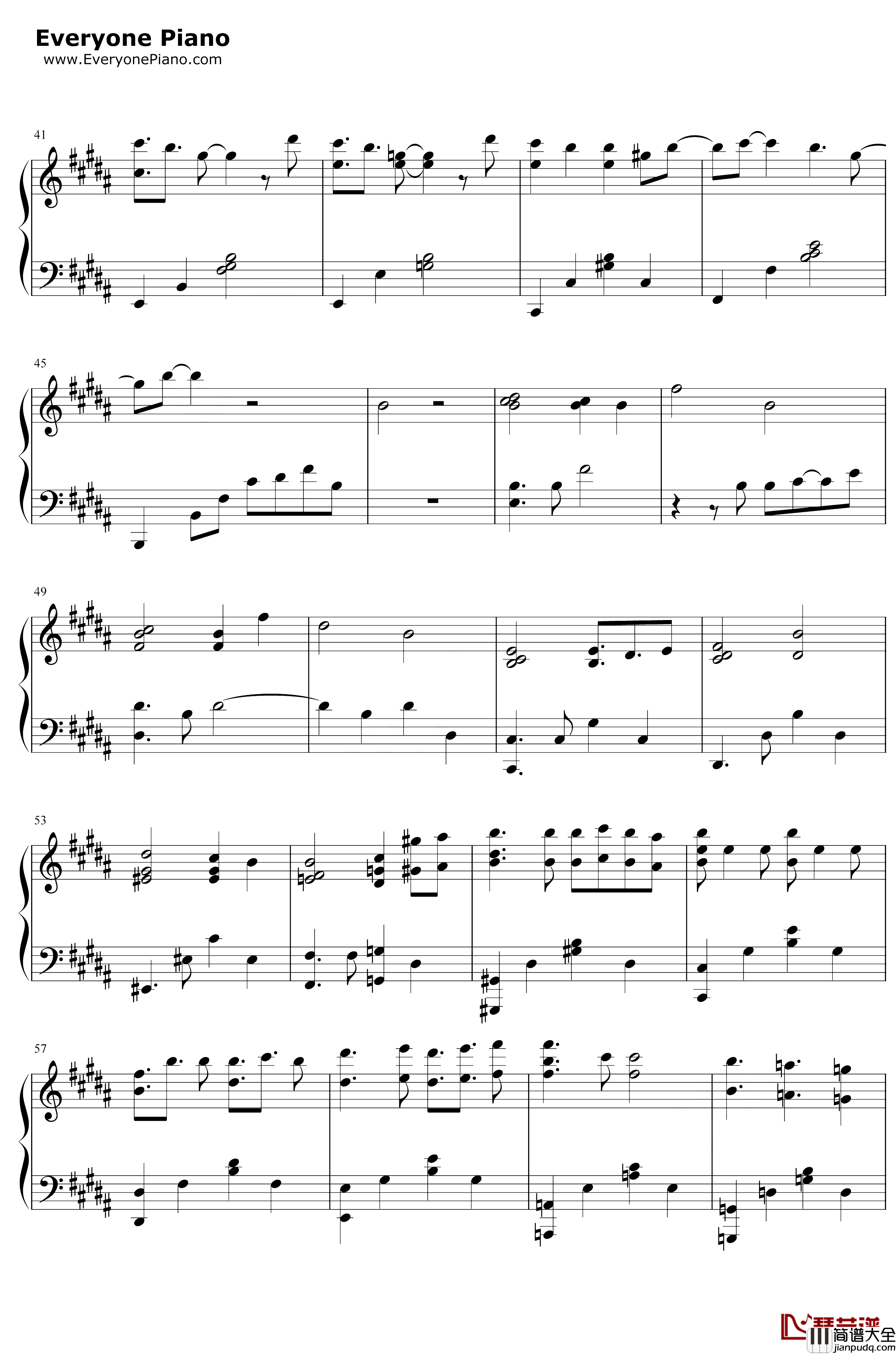 倾城钢琴谱_陈奕迅