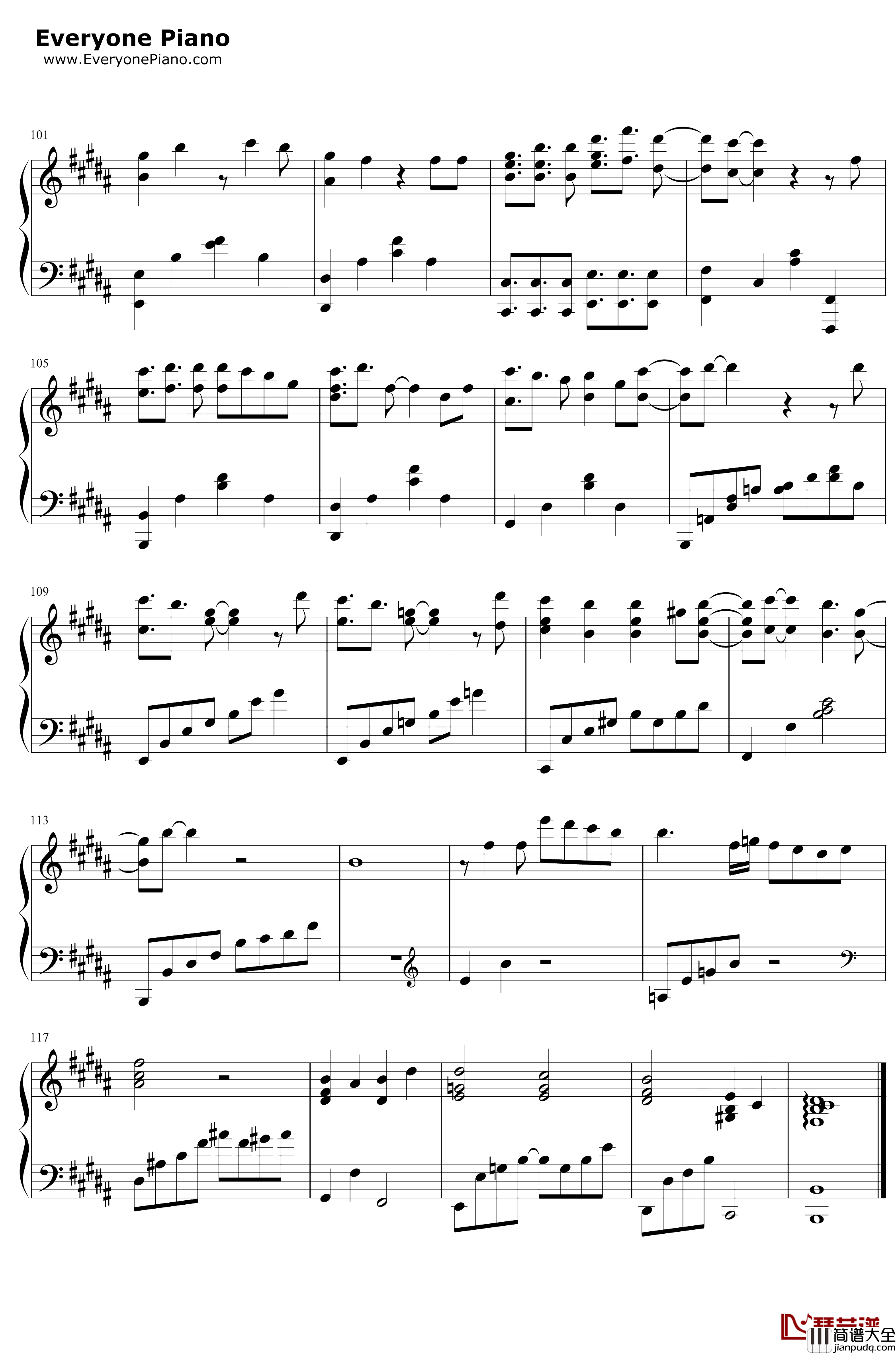 倾城钢琴谱_陈奕迅