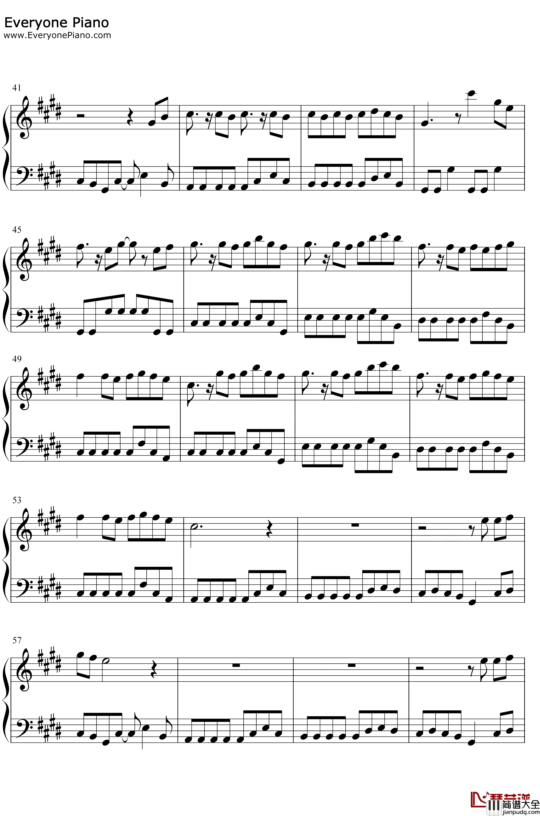 处处吻钢琴谱_杨千嬅