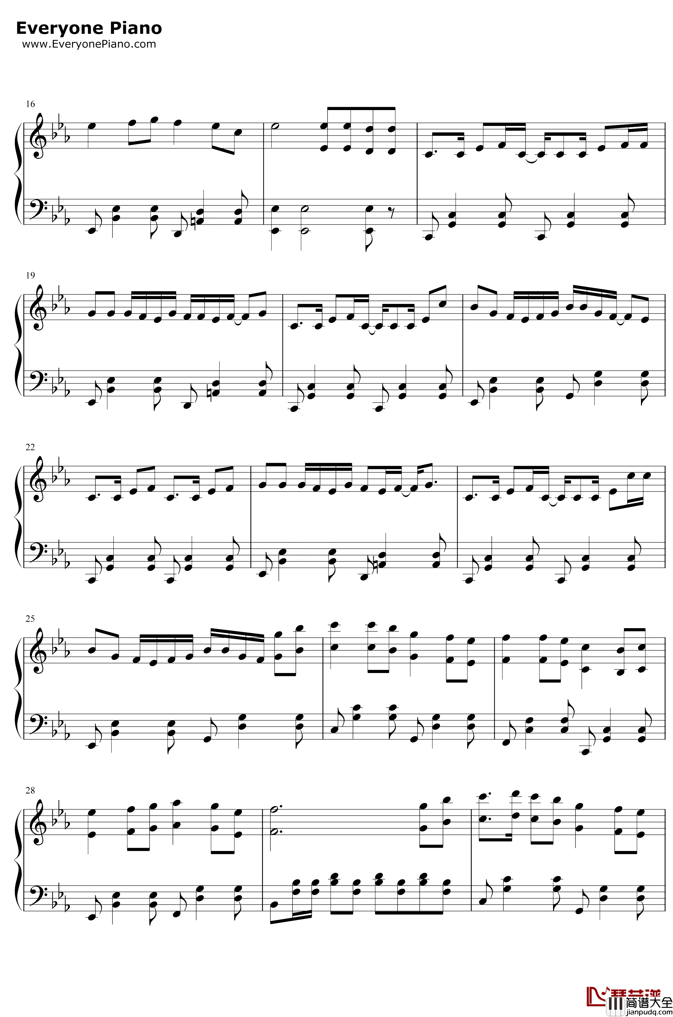 Monody钢琴谱_猎豹移动公司_赞歌_滚动的天空