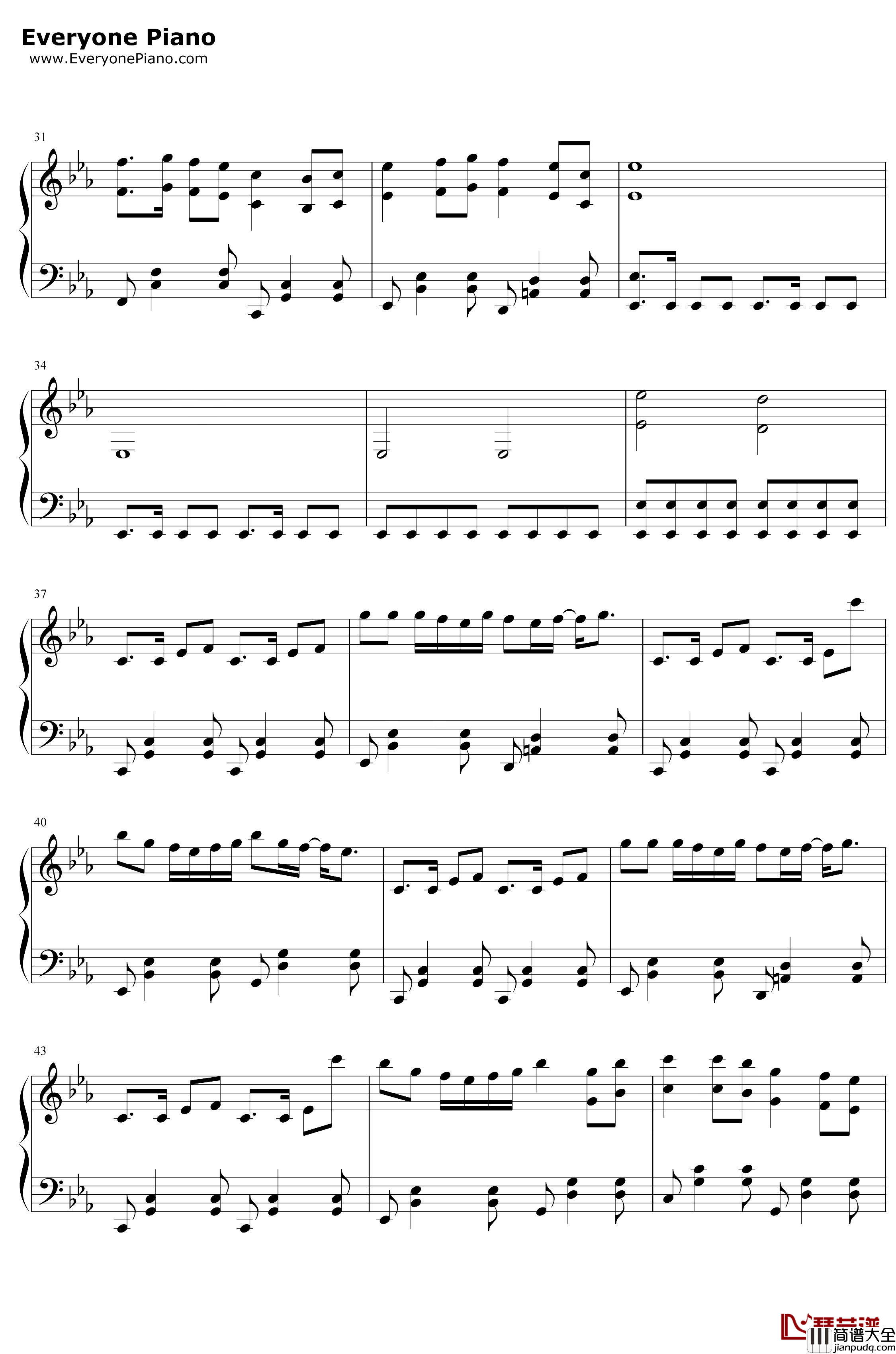 Monody钢琴谱_猎豹移动公司_赞歌_滚动的天空