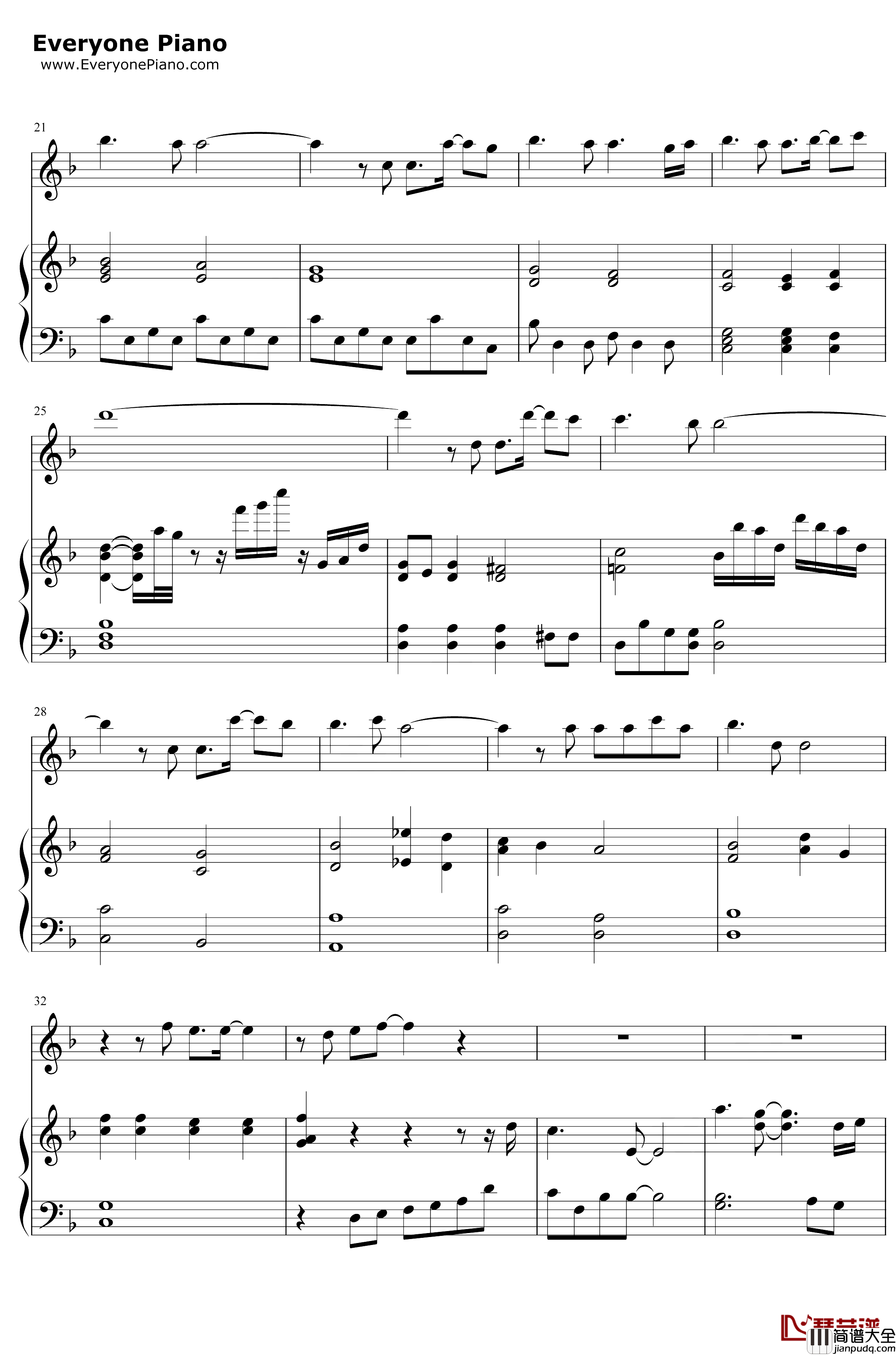 为了爱的人钢琴谱_谭维维_卧底归来片尾曲