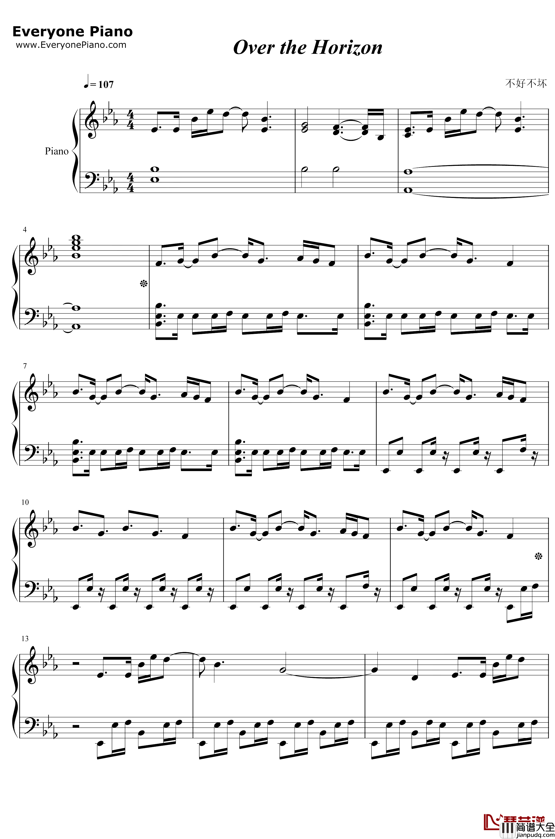 Over_the_Horizon钢琴谱_三星_三星GalaxyS4主题曲