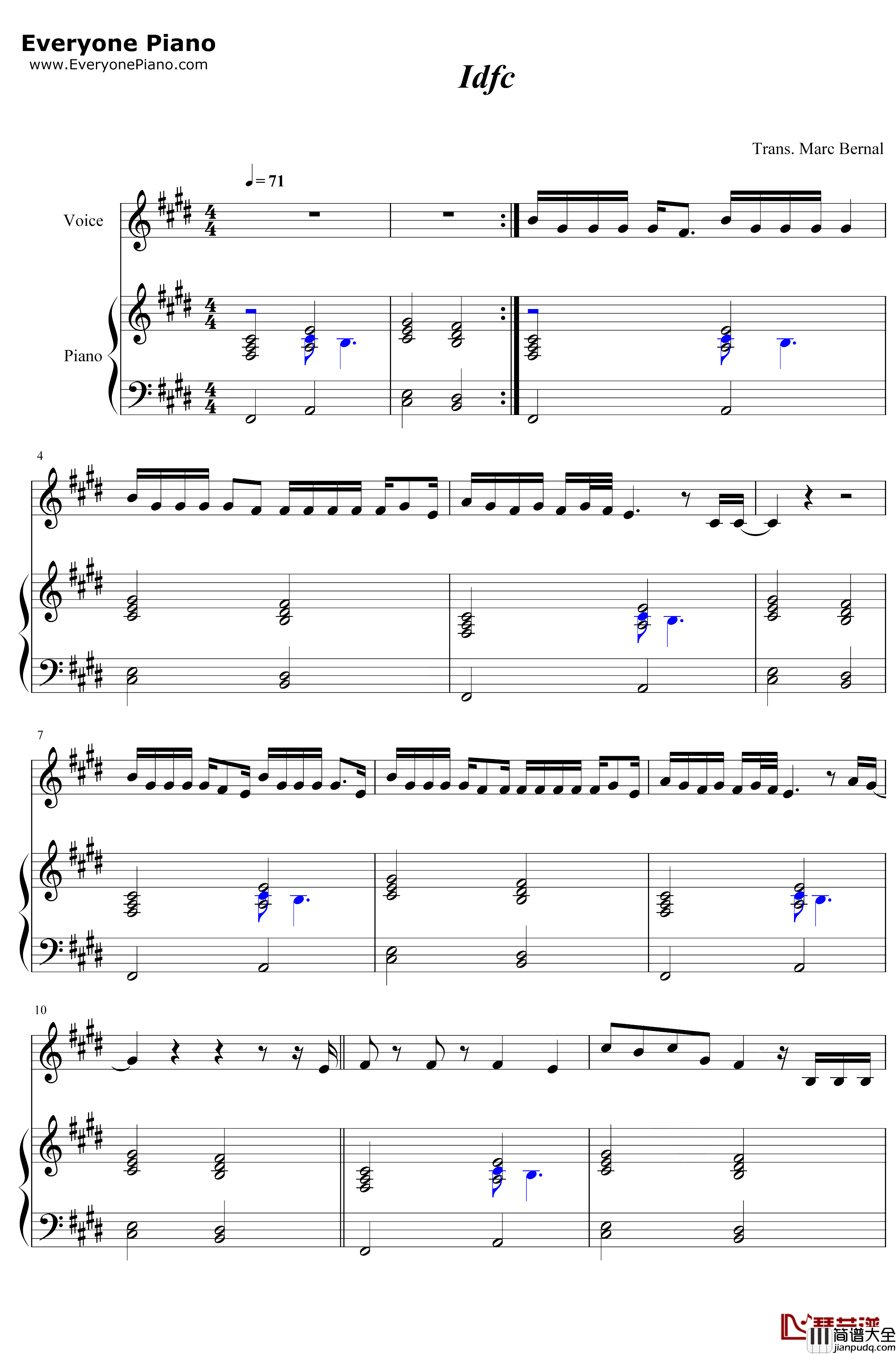 Idfc钢琴谱_Blackbear_IDontFuckingCare