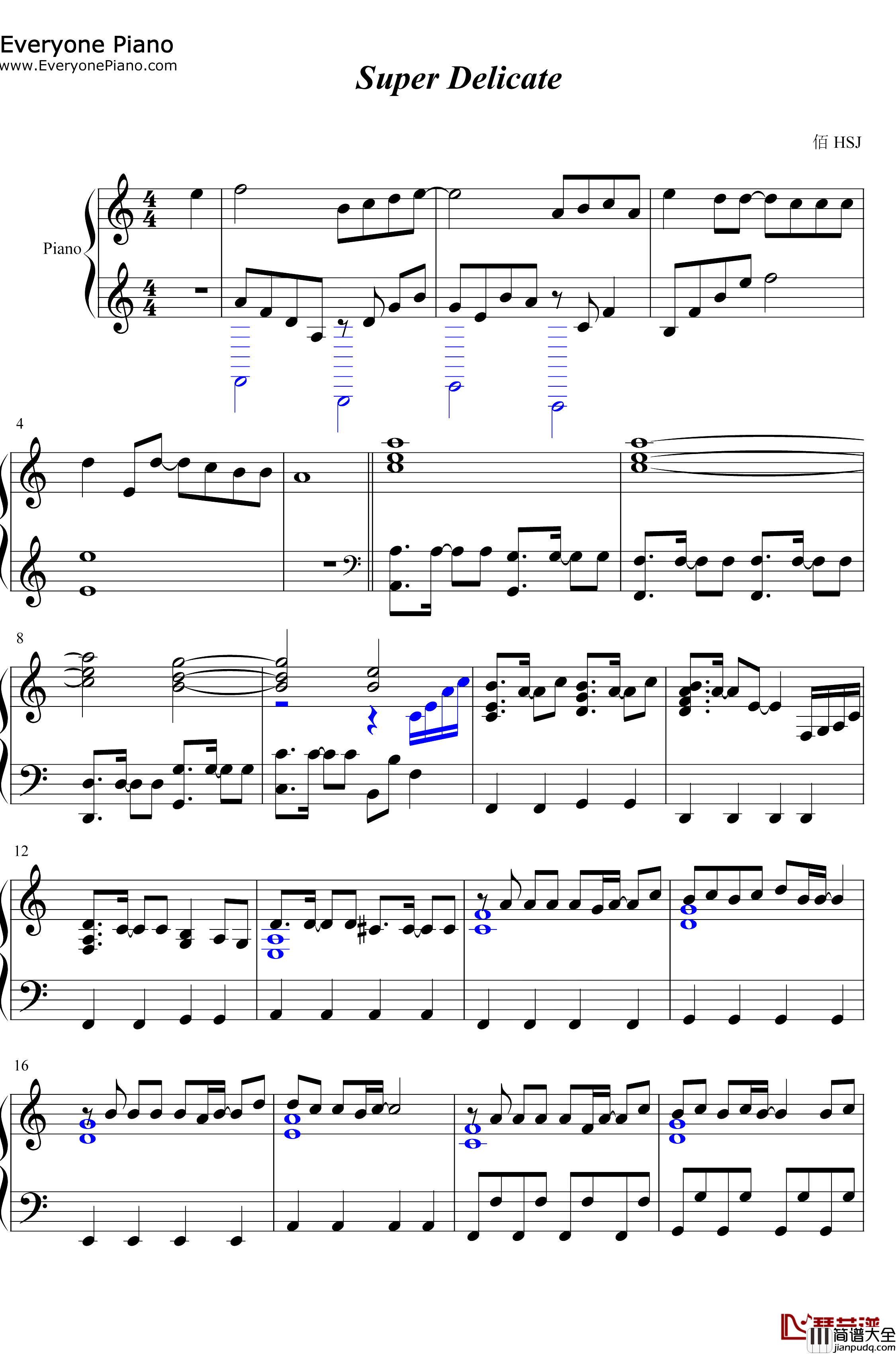 Super_Delicate钢琴谱_Hey!Say!JUMP_理想的儿子主题曲