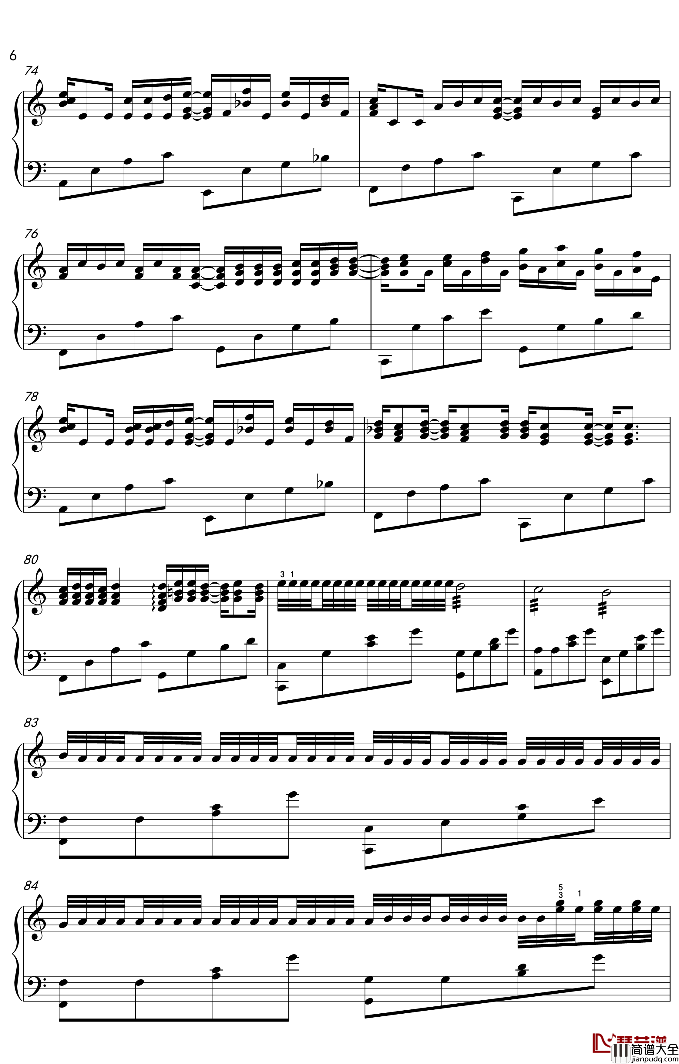 C大调卡农钢琴谱_金老师独奏谱180906