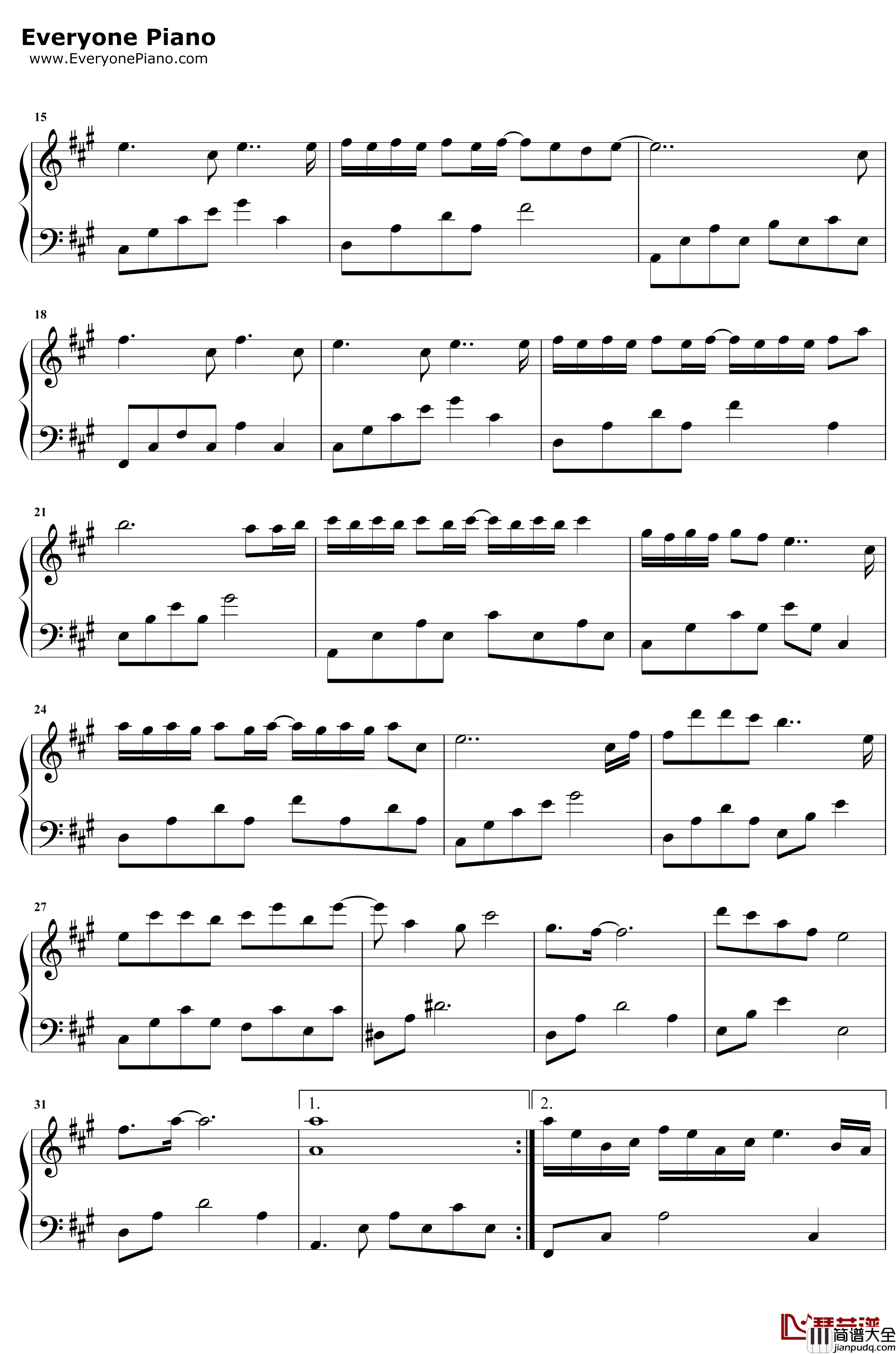 偏偏钢琴谱_迪丽热巴汪苏泷_三生三世枕上书片尾曲