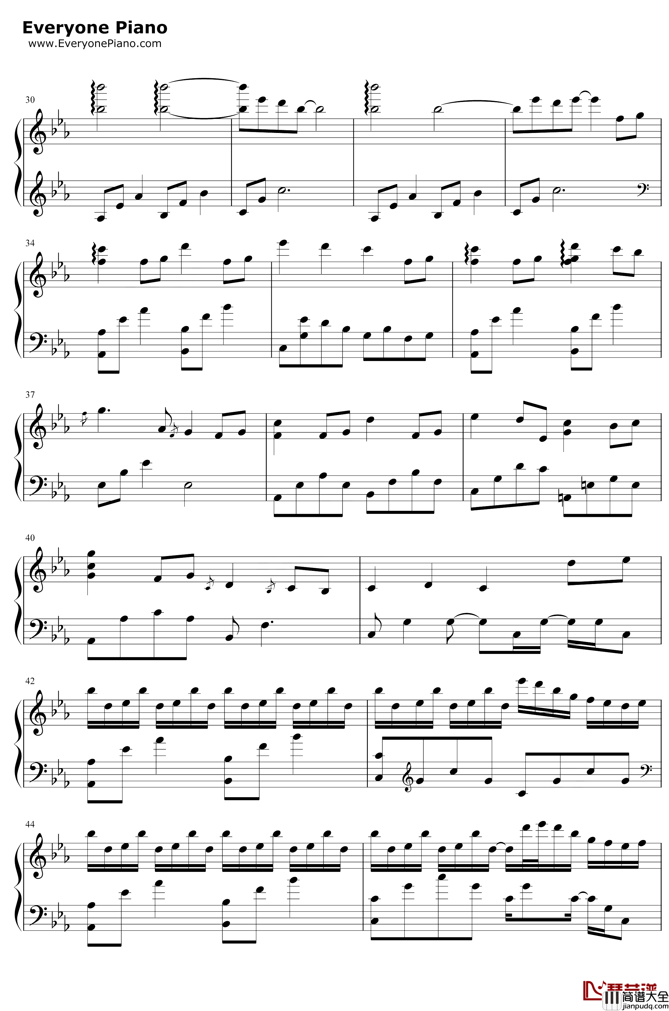 星河不可及钢琴谱_CMJ_星河不可及