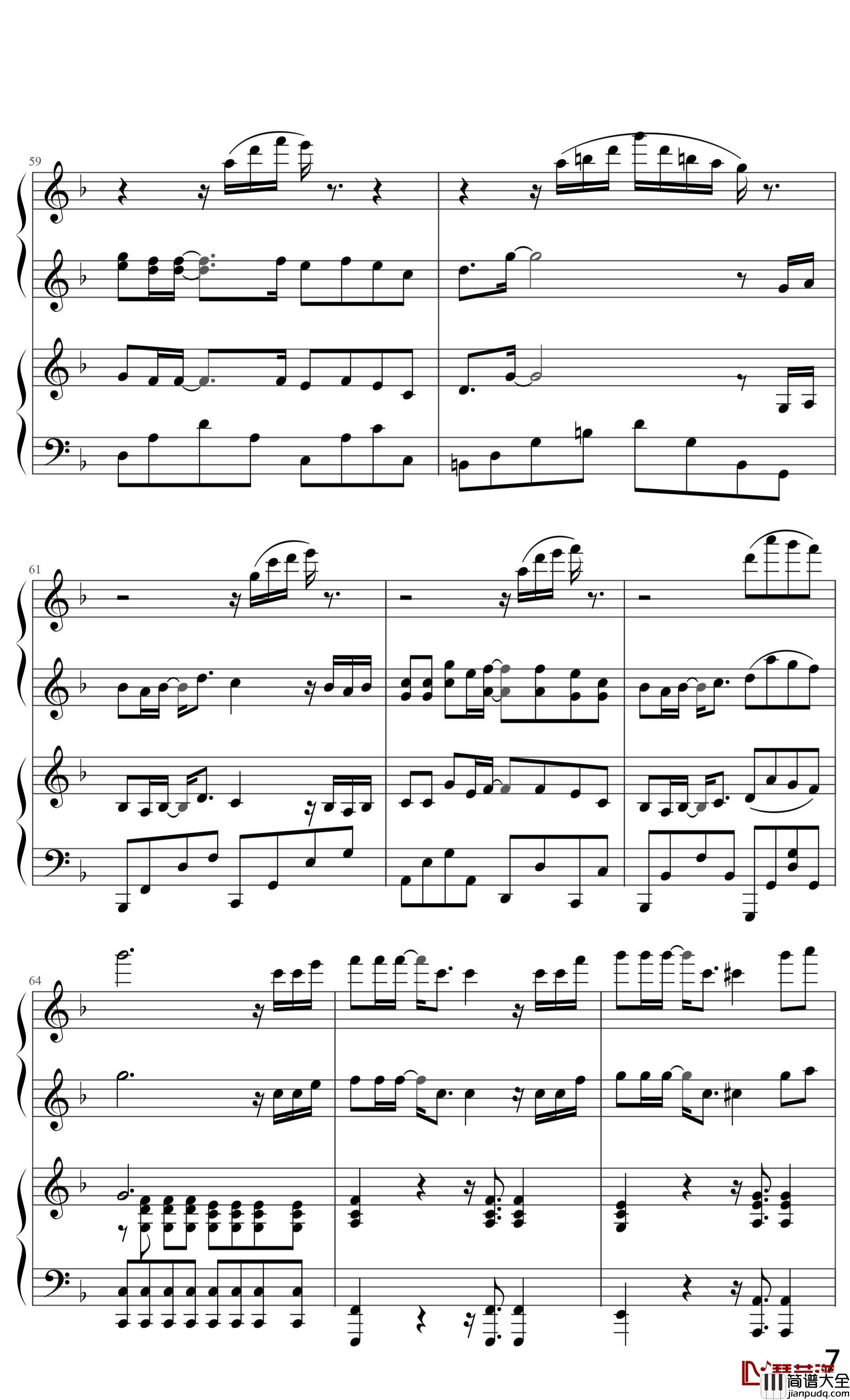 那些年钢琴谱_四手联弹