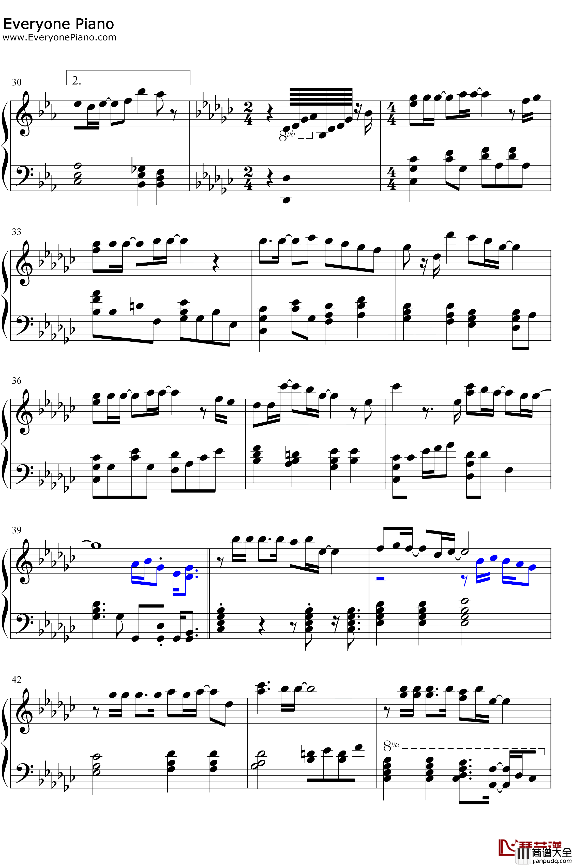 梦の河钢琴谱_AKB48_梦之河_AKB48