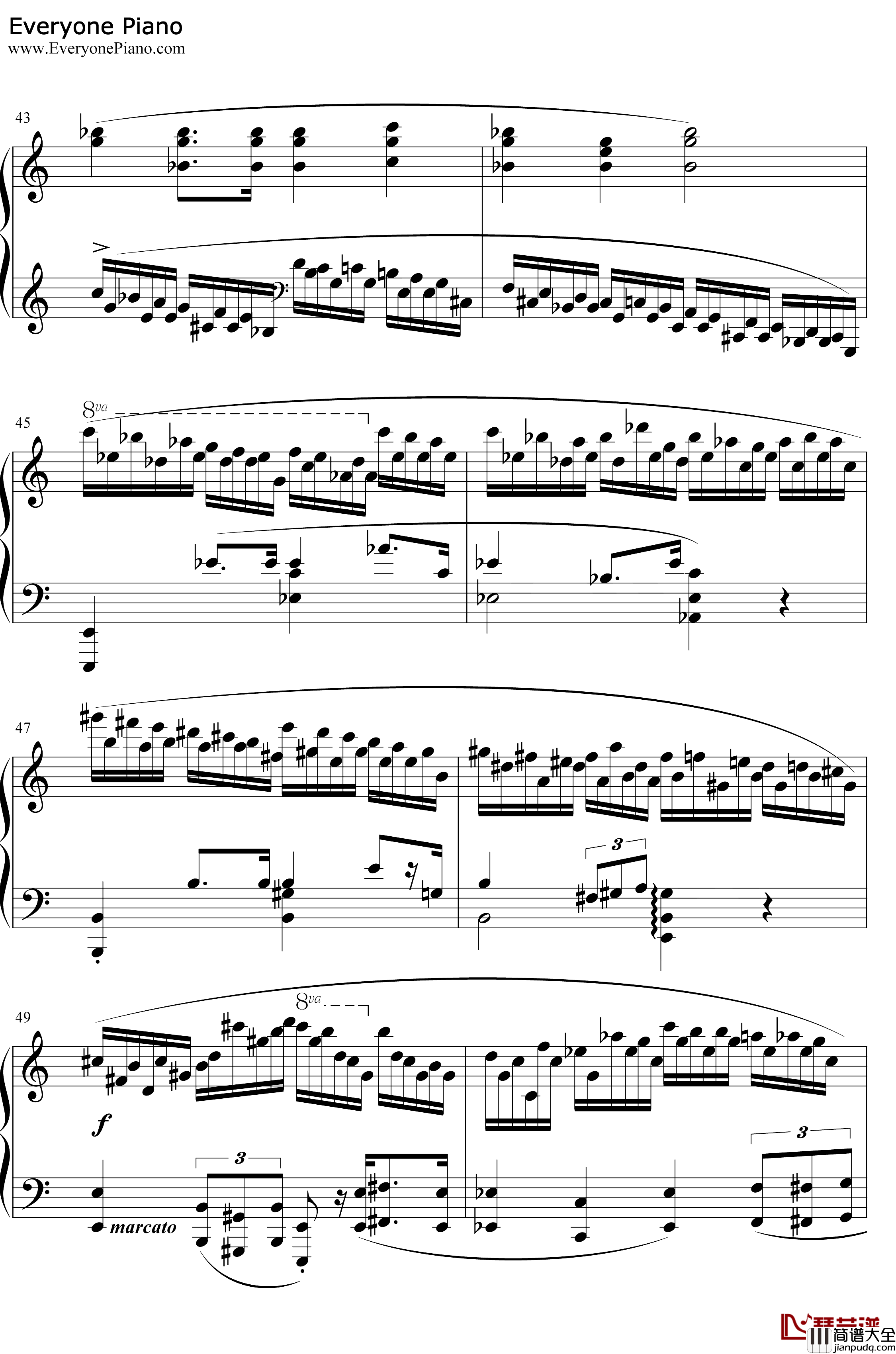 肖邦练习曲第23首钢琴谱_肖邦_肖邦练习曲第23首