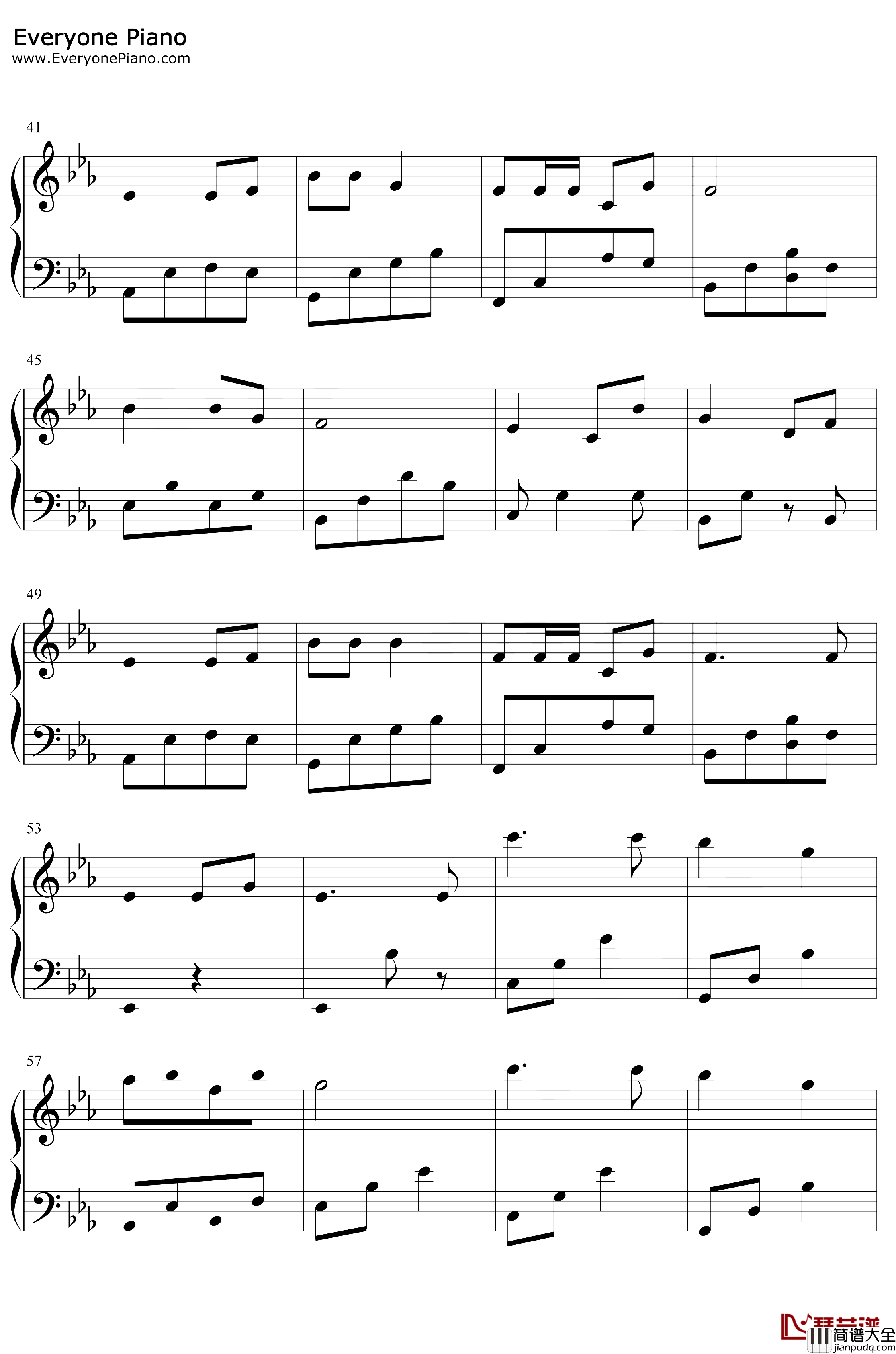 桥边姑娘钢琴谱_海伦_简单版