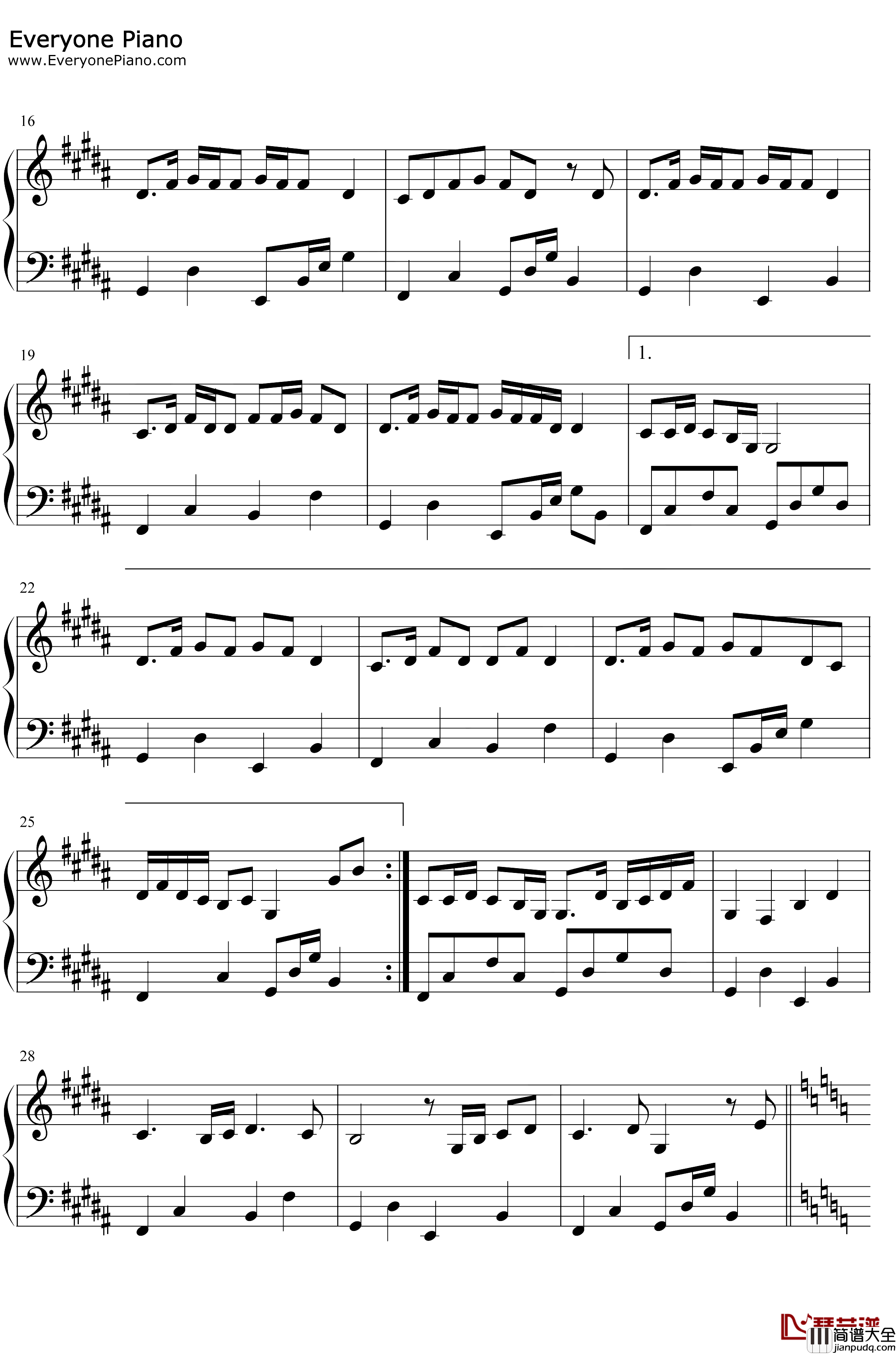 下山钢琴谱_要不要买菜_简单版