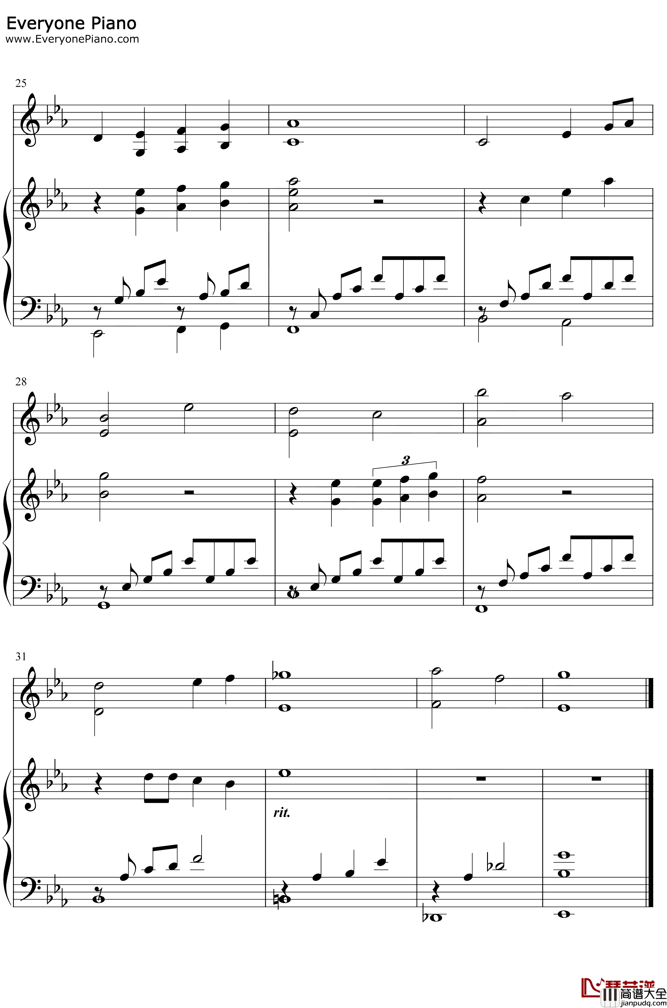 相爱的那天钢琴谱_谭维维_只有芸知道主题曲