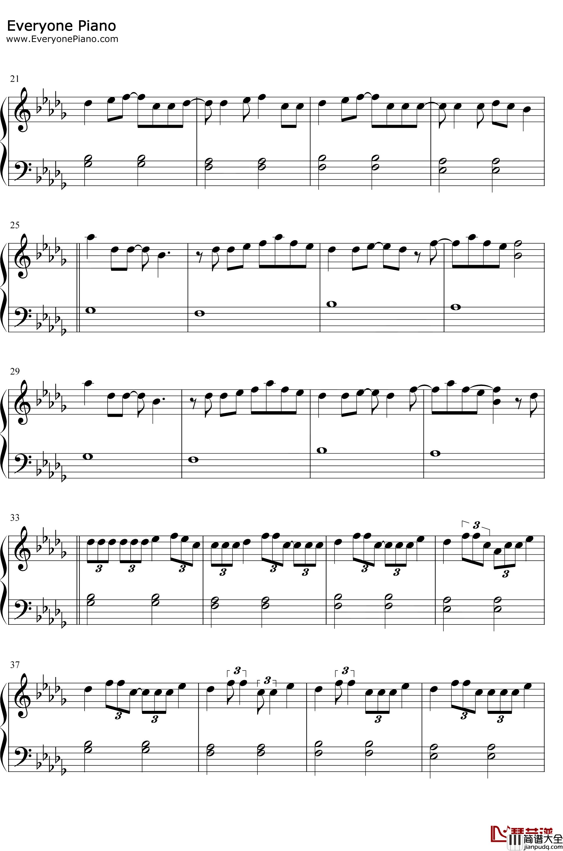 Falling钢琴谱_Trevor_Daniel