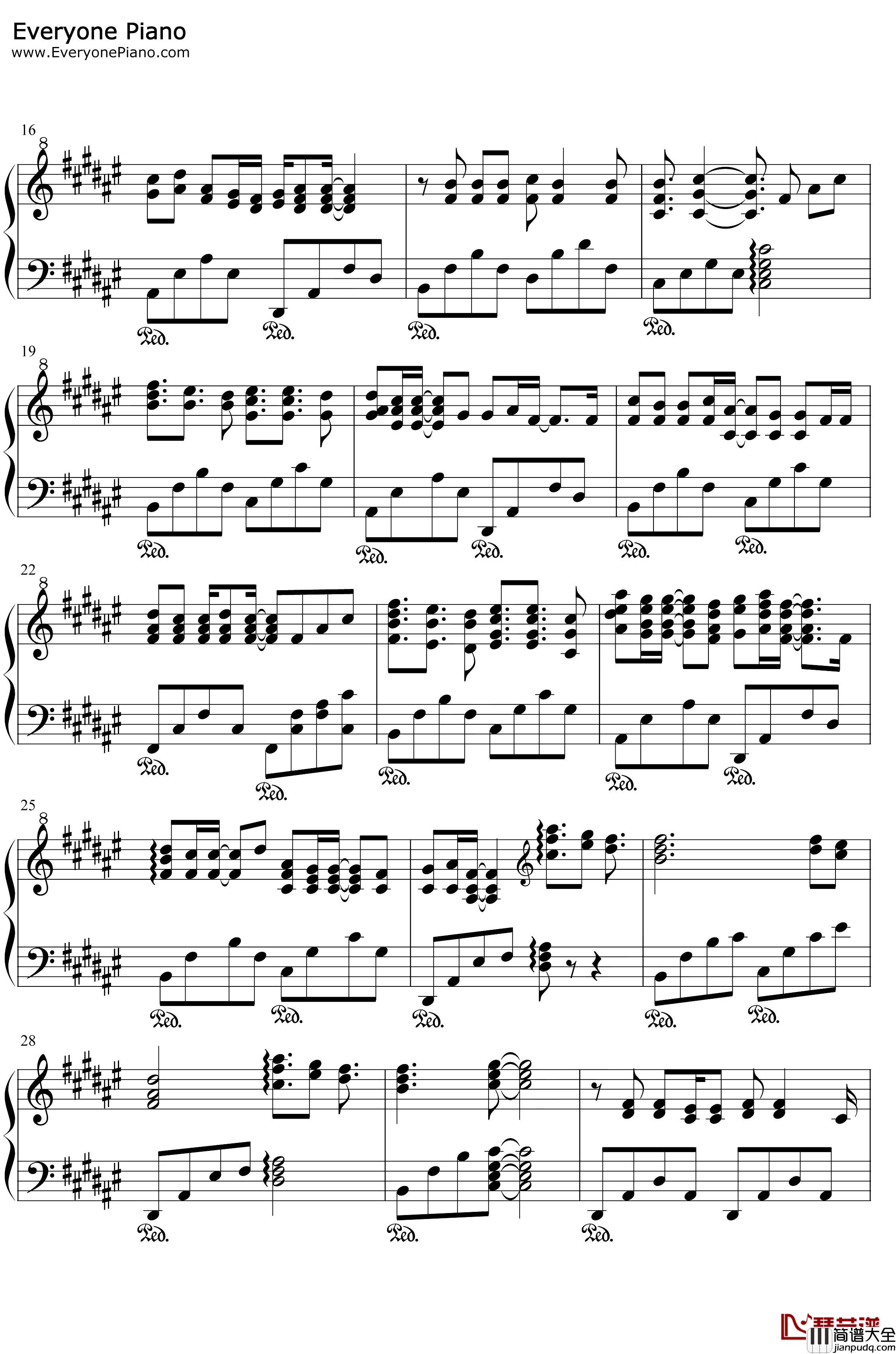 用心把天空锁住钢琴谱_DEW_the_star_5_爱在日落之前主题曲