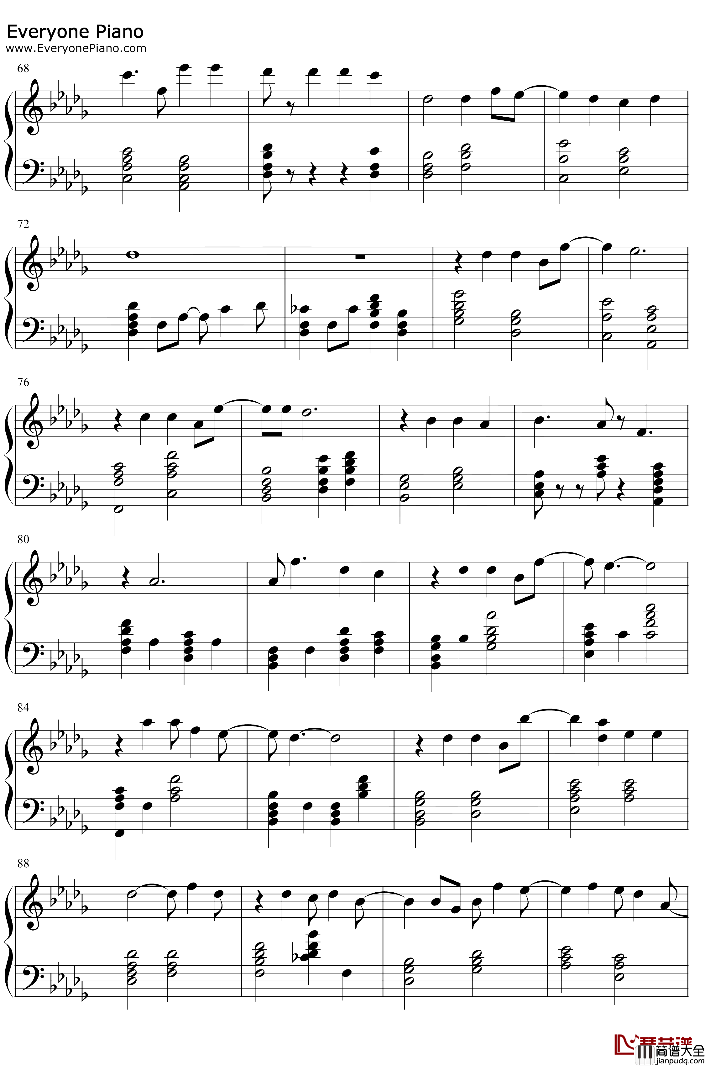 可不可以钢琴谱_张紫豪_完整版