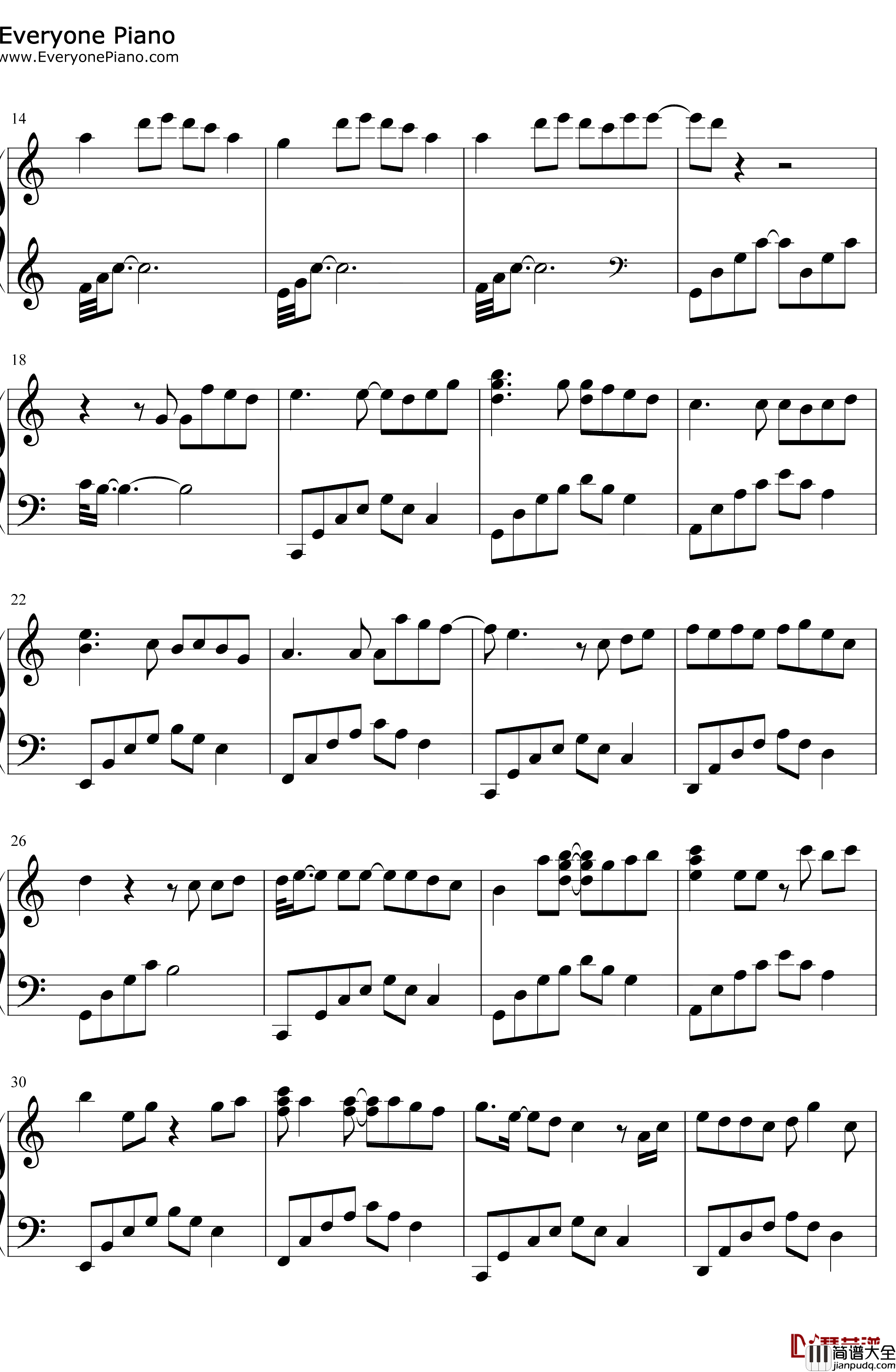 卡农与流行曲串烧钢琴谱_未知_无缝衔接完美