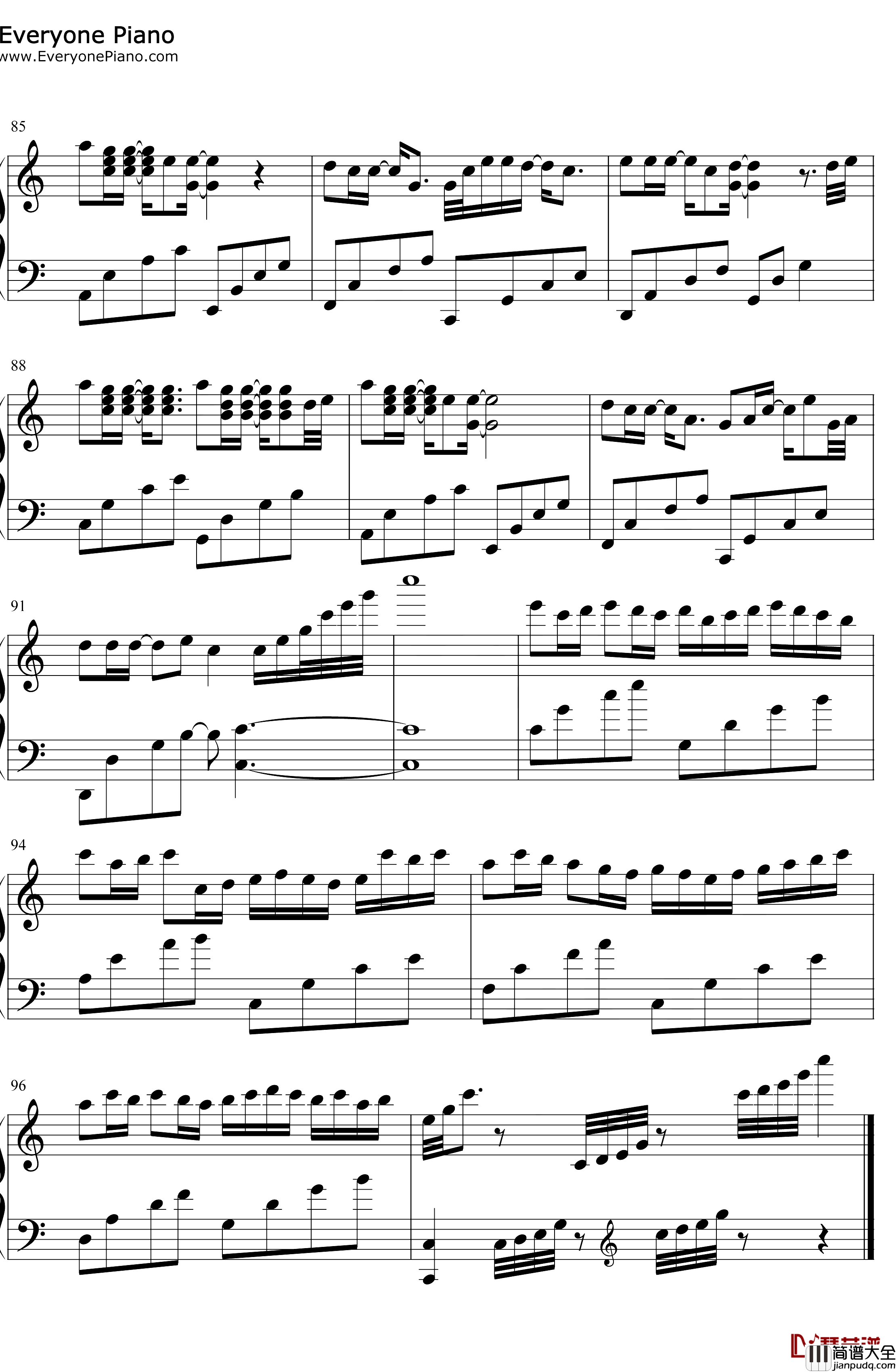 卡农与流行曲串烧钢琴谱_未知_无缝衔接完美