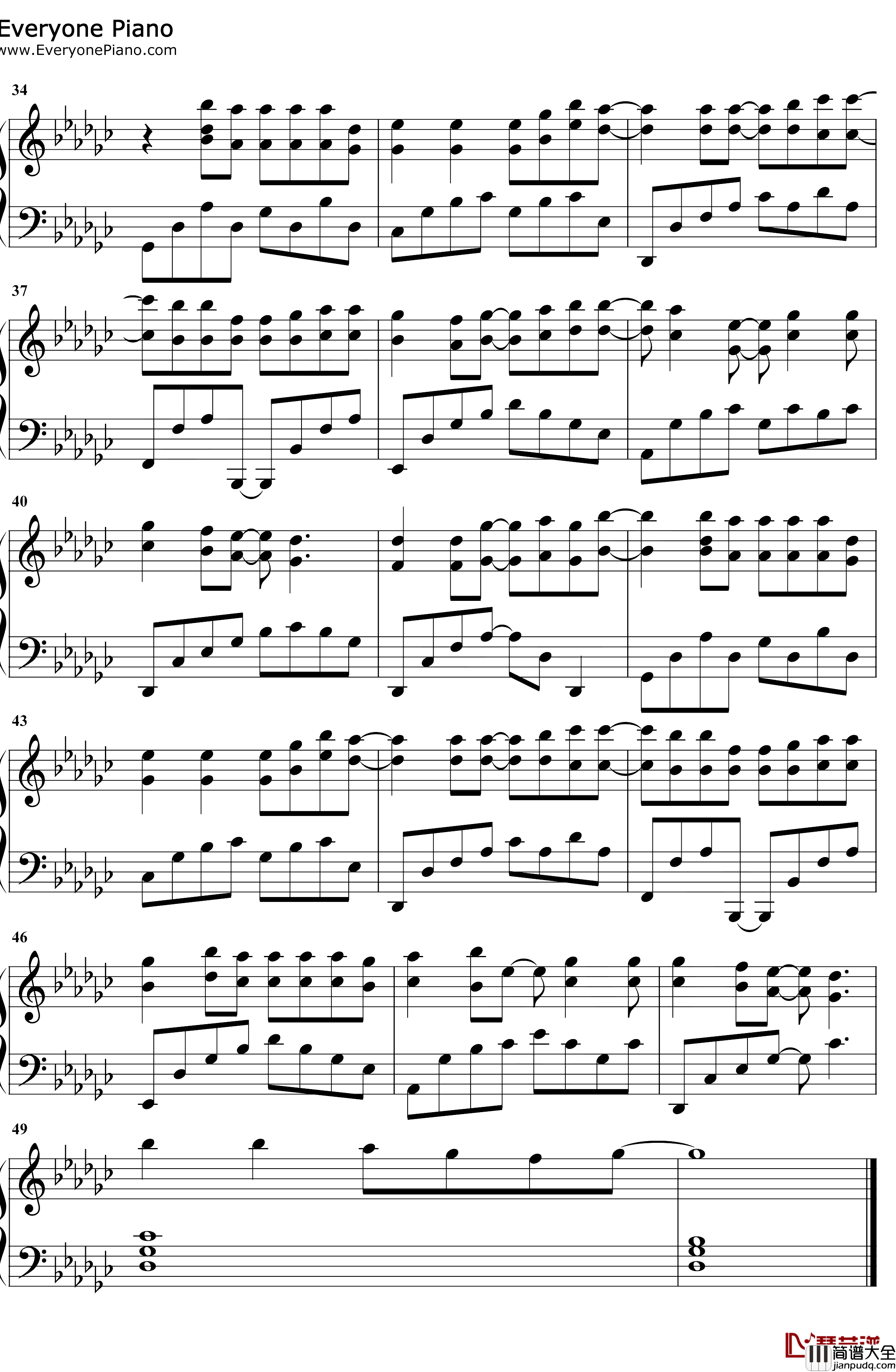 藏不住的心跳钢琴谱_朱主爱_我只喜欢你片头曲