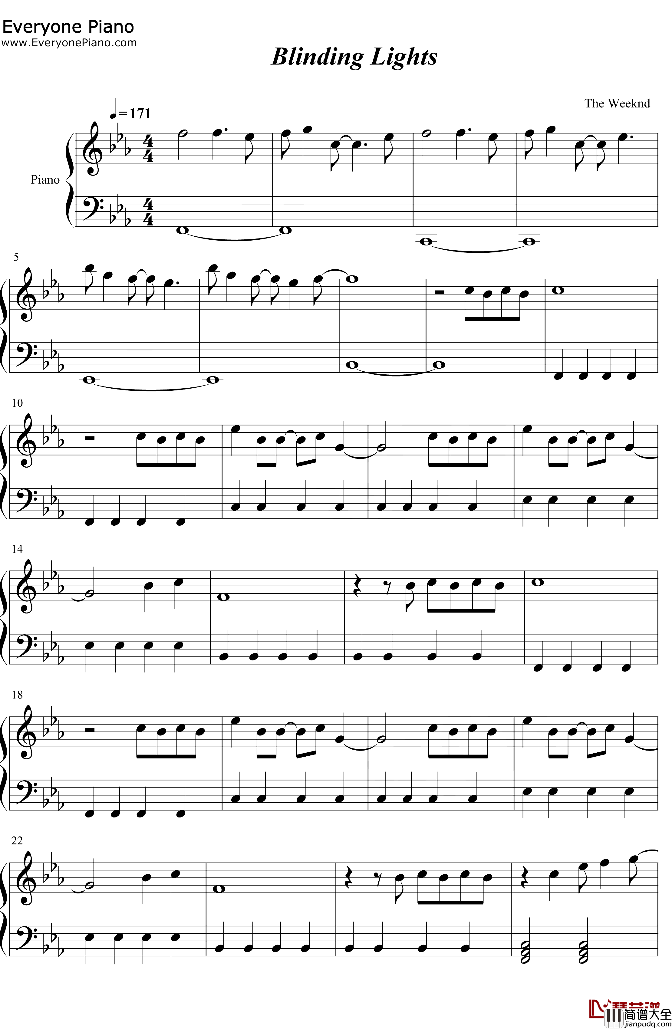 Blinding_Lights钢琴谱_The_Weeknd