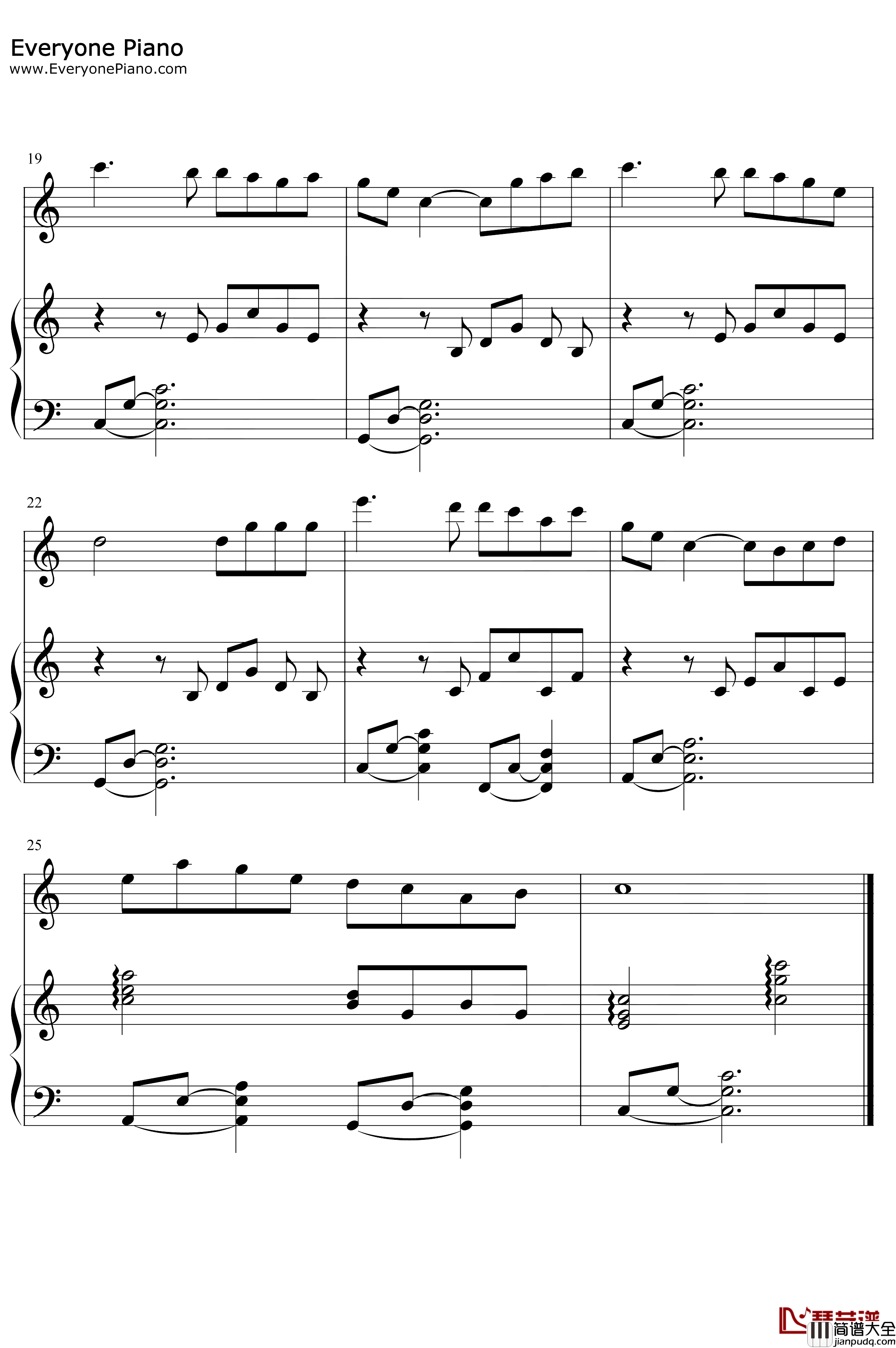 伦敦德里小调钢琴谱_未知_弹唱版