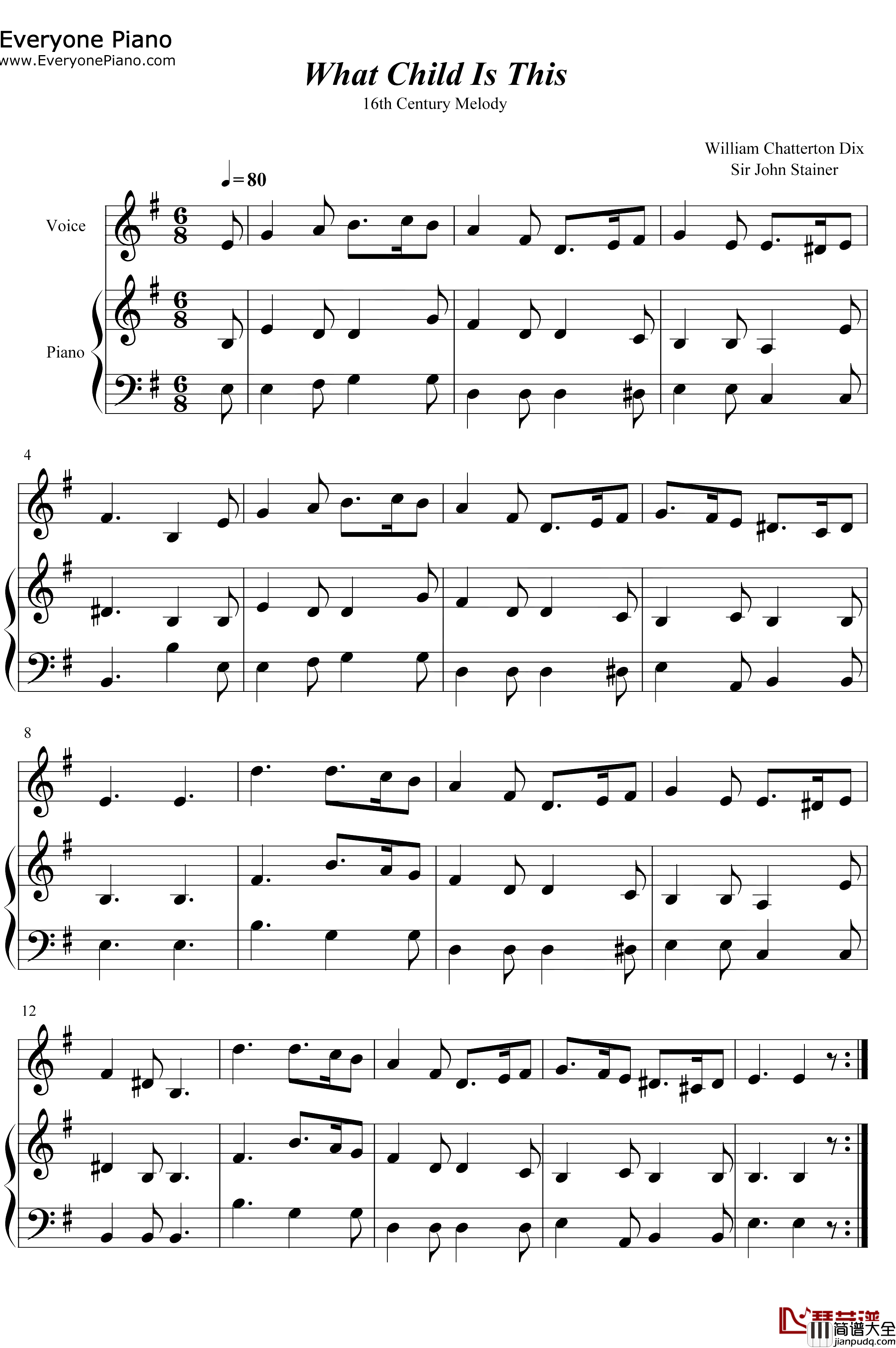 What_Child_Is_This钢琴谱_William_Chatterton_Dix_圣诞颂歌