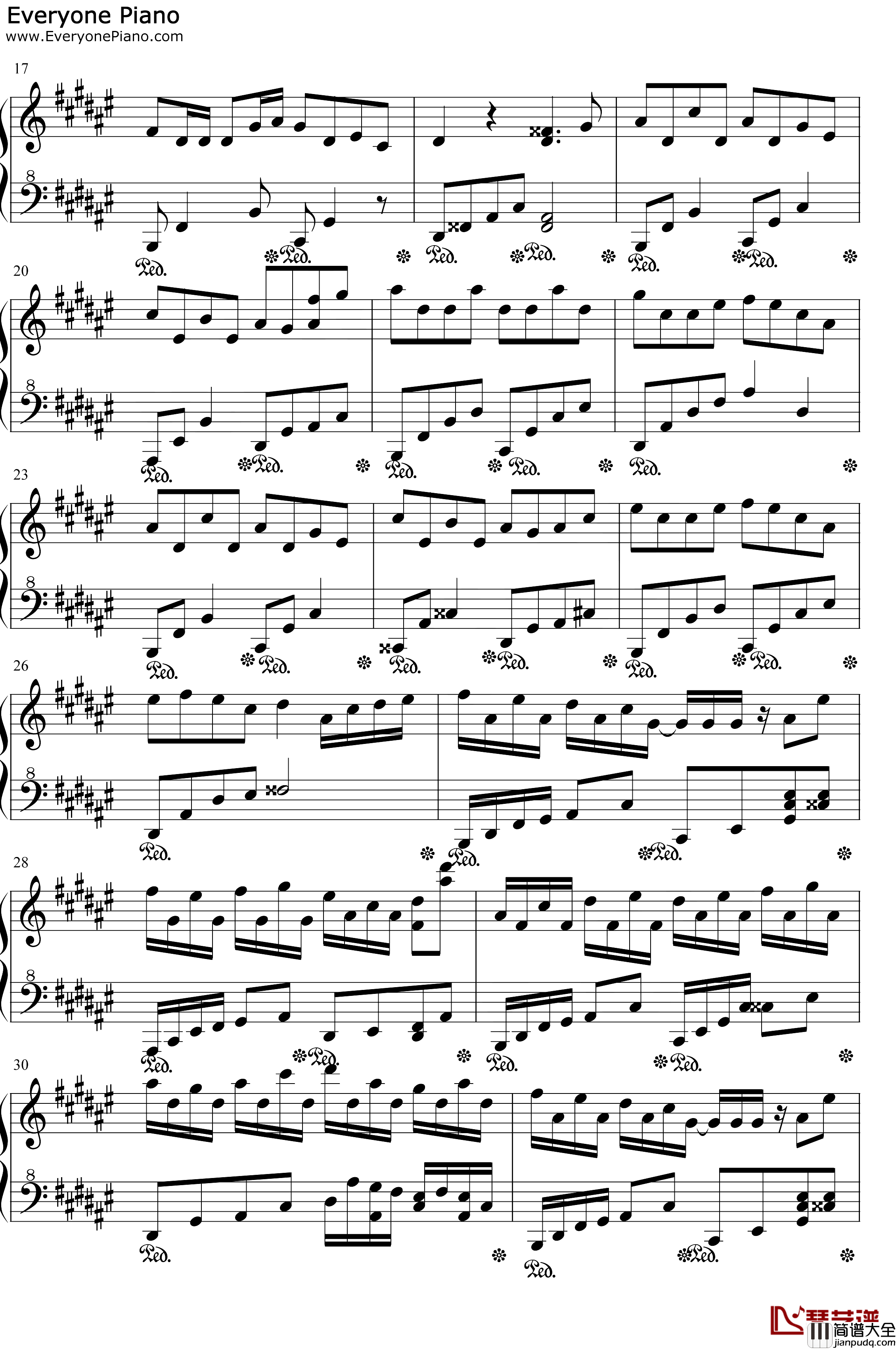 Dream_Meets钢琴谱_s_zero_pie_灵梦录_起夜曲