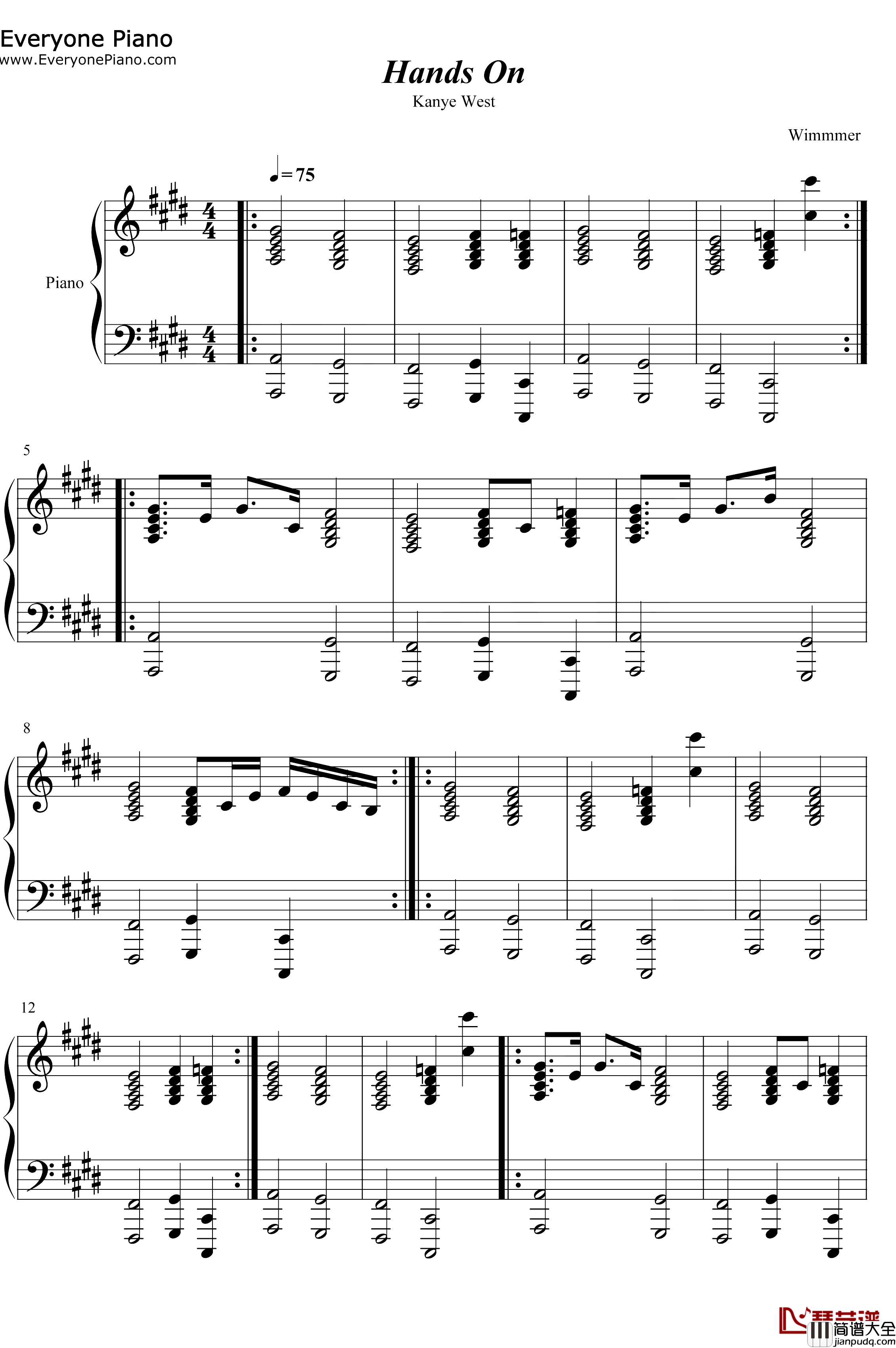 Hands_On钢琴谱_Kanye_West_Fred_Hammond