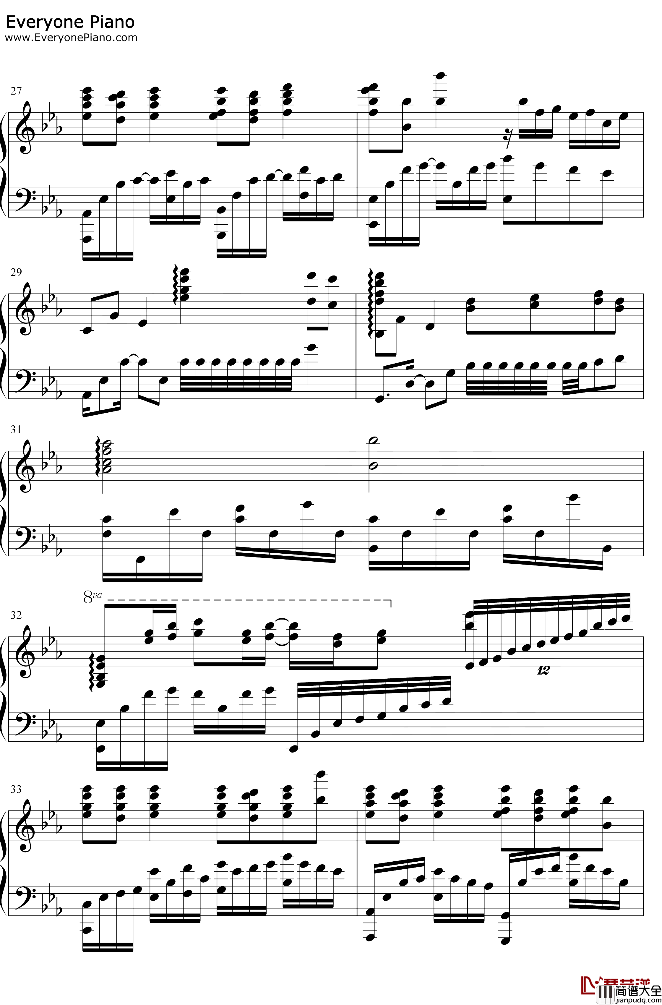 千秋钢琴谱_周志华_古剑奇谭三梦付千秋星垂野主题曲