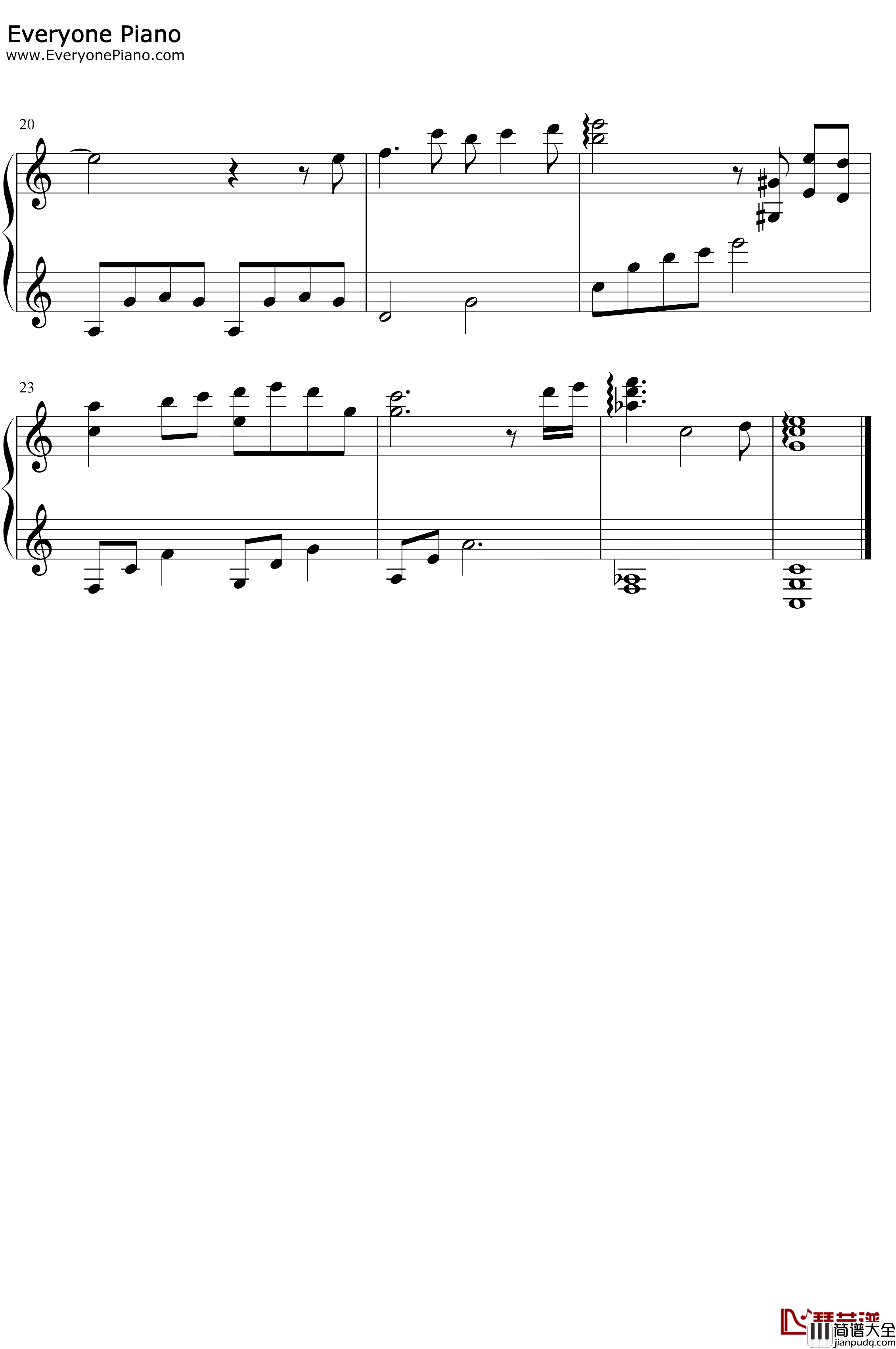 无言的对白钢琴谱_南征北战NZBZ_青春派插曲