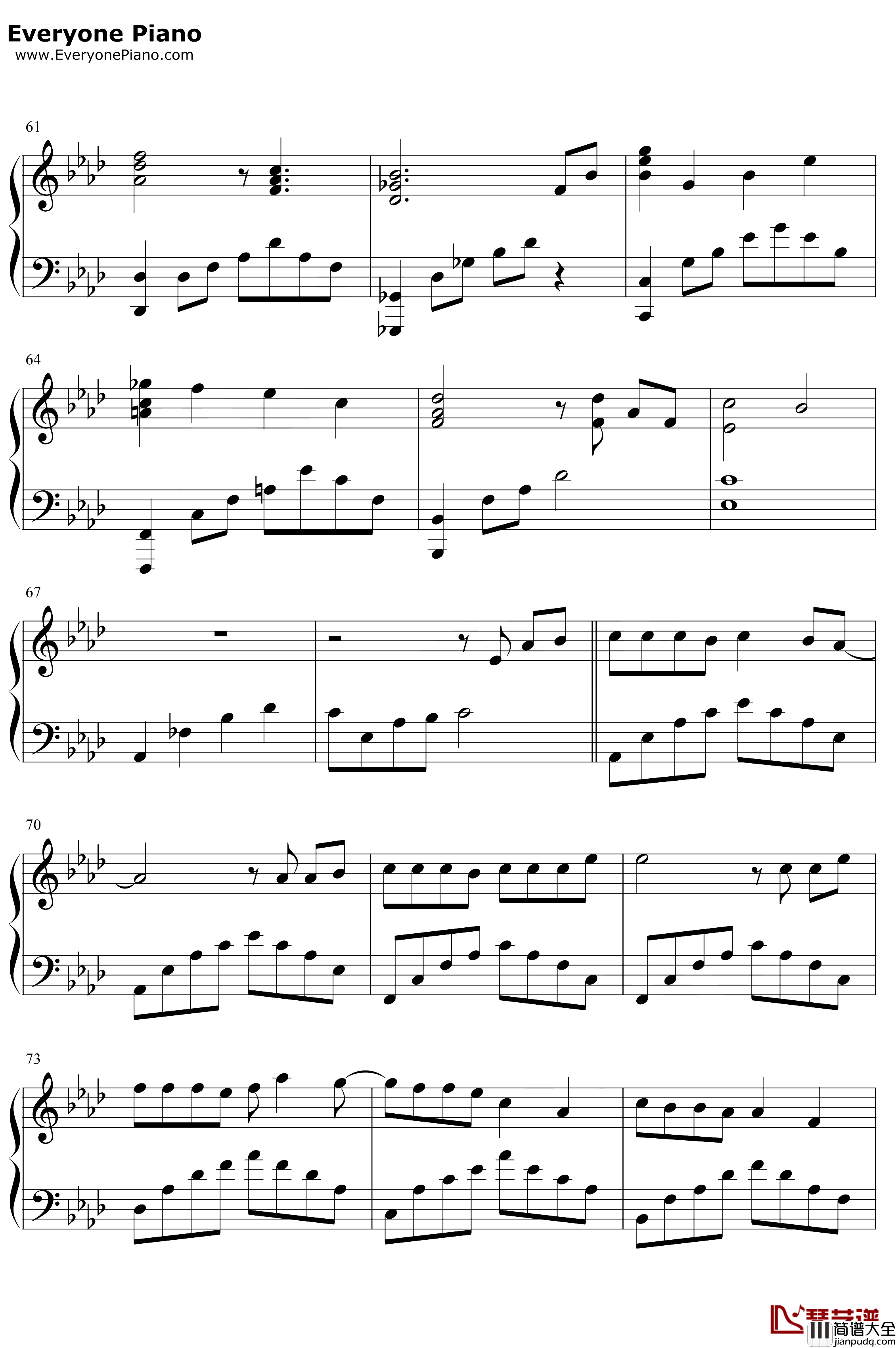 有个爱你的人不容易钢琴谱_那英_完整版