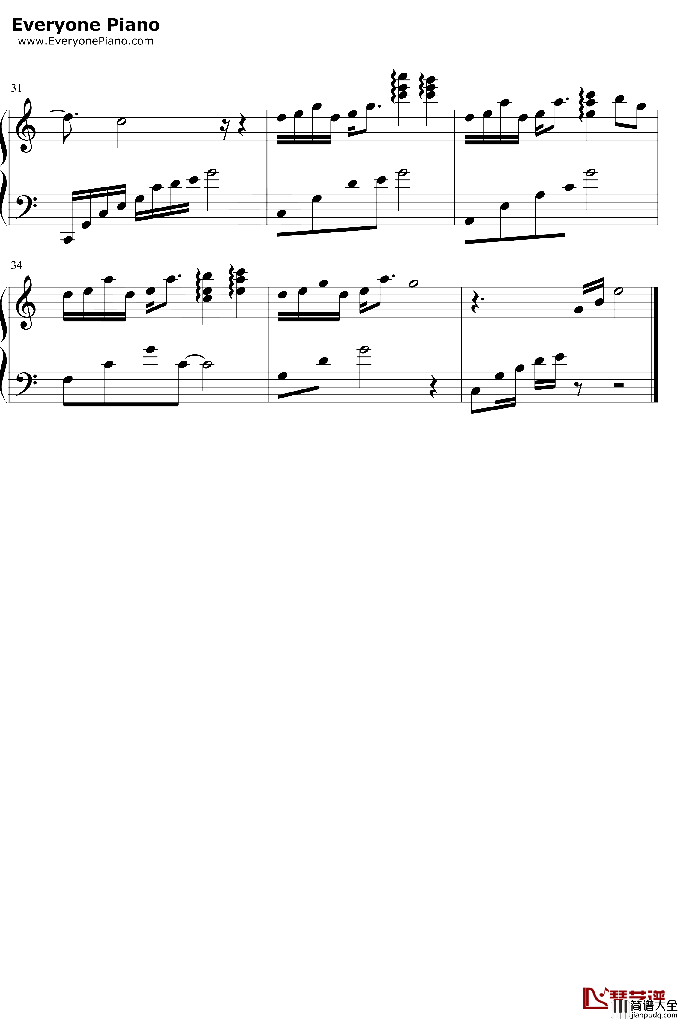 万人非你钢琴谱_河图