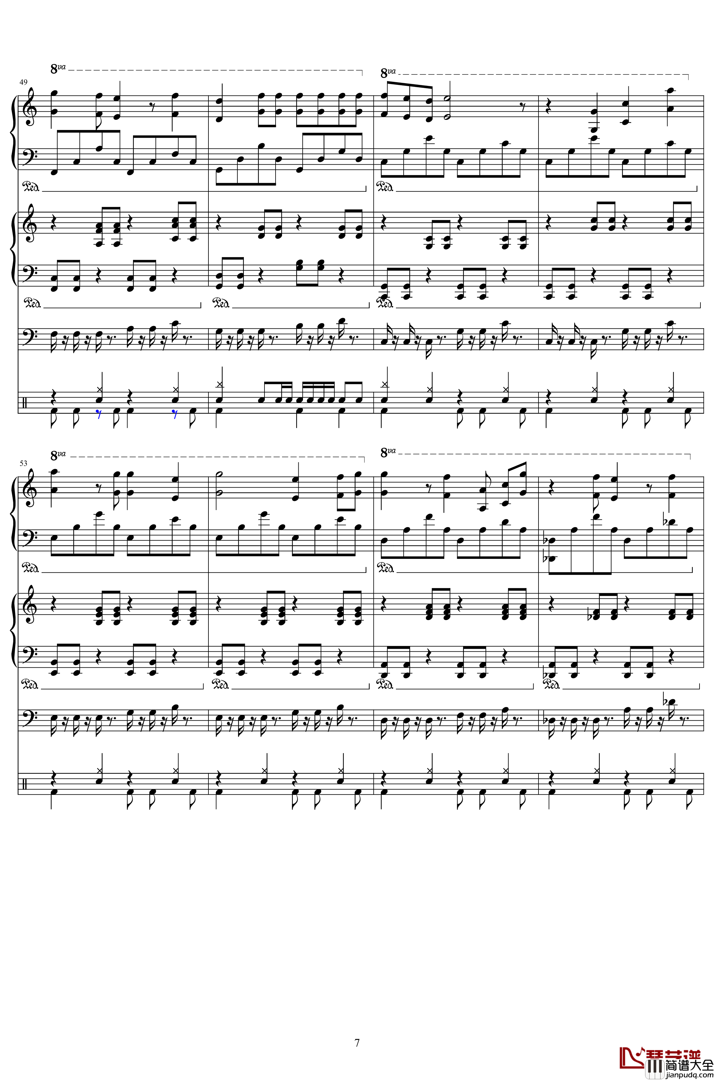 直到世界的尽头钢琴谱_ED版_灌篮高手